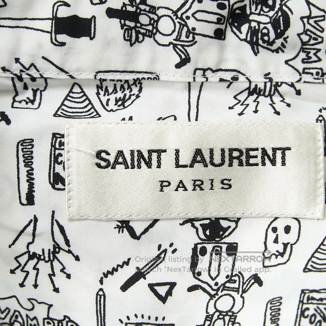 Saint Laurent Paris Saint Laurent Men's White Graphic Shirt. Size US XXS / EU 40 - 6 Thumbnail
