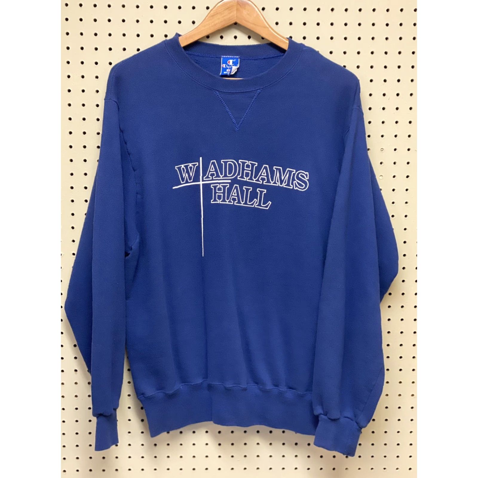 Champion VINTAGE Champion Wadham Hall CT College Sweatshirt Mens Large Long Sleeve Crew Neck Blue Cotton Blend Pullover College Theme Religious 90s? Size US L / EU 52-54 / 3 - 2 Thumbnail