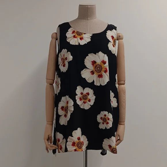 Lafayette 148 LAFAYETTE 148 Sleeveless Adela Silk Flower Blouse - Large Size L / US 10 / IT 46 - 2 Thumbnail