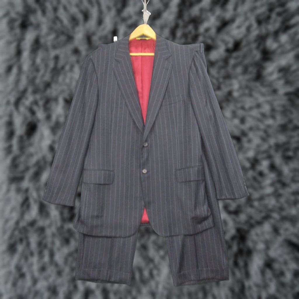 Vintage Stuart's Choice Suit Mens 44 Wool Pinstripe 2 Piece Pleated 37x30 Made Italy Size 44R - 1 Thumbnail