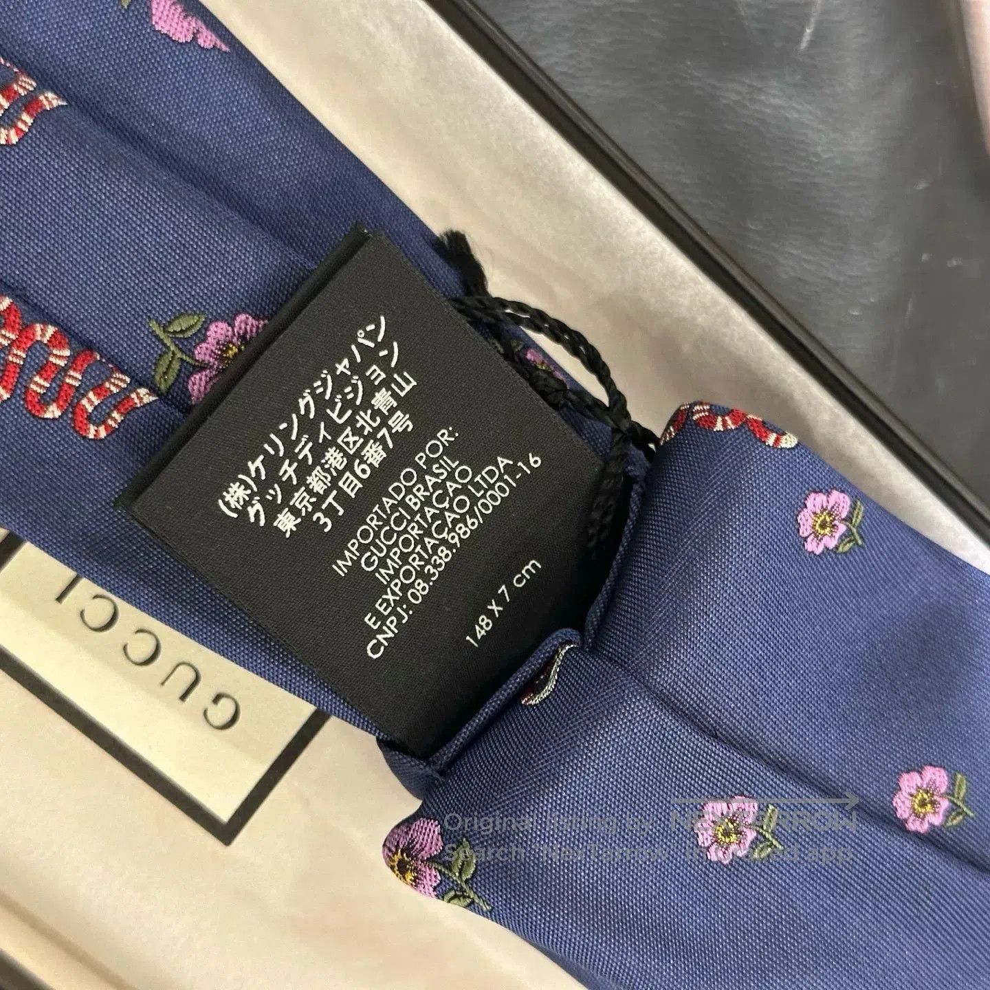Gucci Gucci Snake Year Small Flower Blue Tie. Size ONE SIZE - 3 Thumbnail