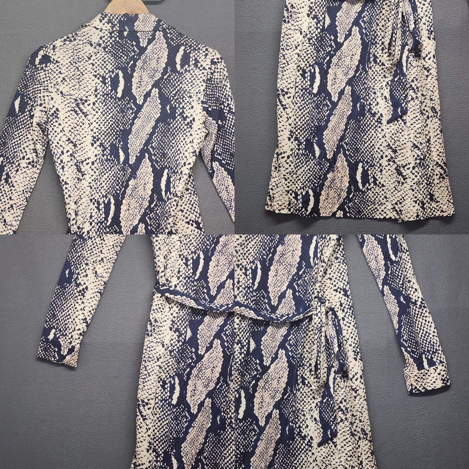 Diane von Furstenberg DVF Diane von Furstenberg Silk Wrap Dress Blue White Snake Print Size 6 Women Dress Size M / US 6-8 / IT 42-44 - 10 Thumbnail