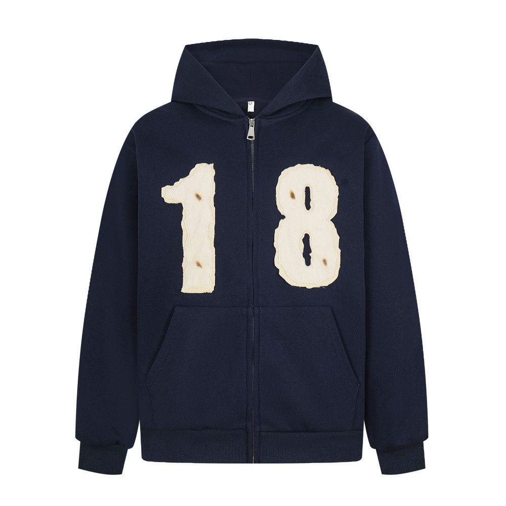 Vintage Trendy men's loose casual patchwork zipper hoodie Size US M / EU 48-50 / 2 - 1 Thumbnail