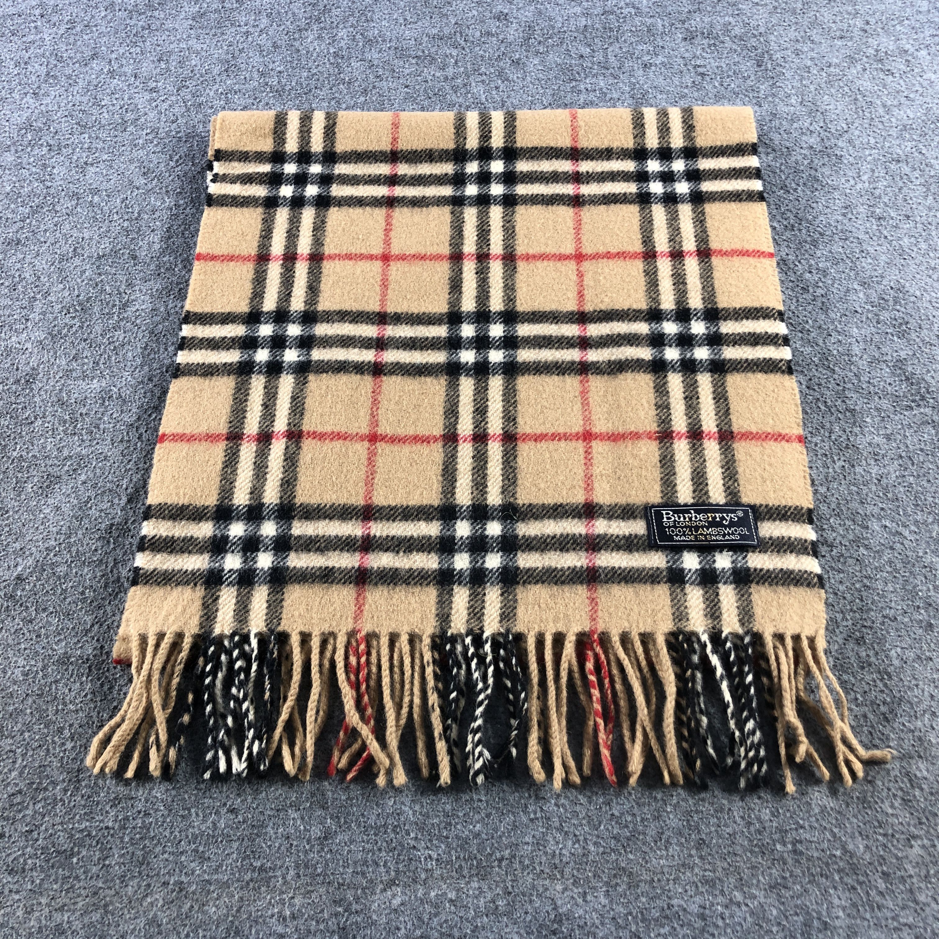 Burberry Burberrys Nova Check Tan Wool Scarf Muffler V2820 Size ONE SIZE - 3 Thumbnail