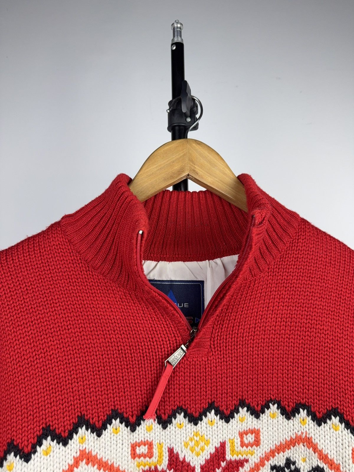 Vintage 00s Retro Rescue SOS Nordic Wool Zip Ski Sweater Red Size US XL / EU 56 / 4 - 8 Thumbnail