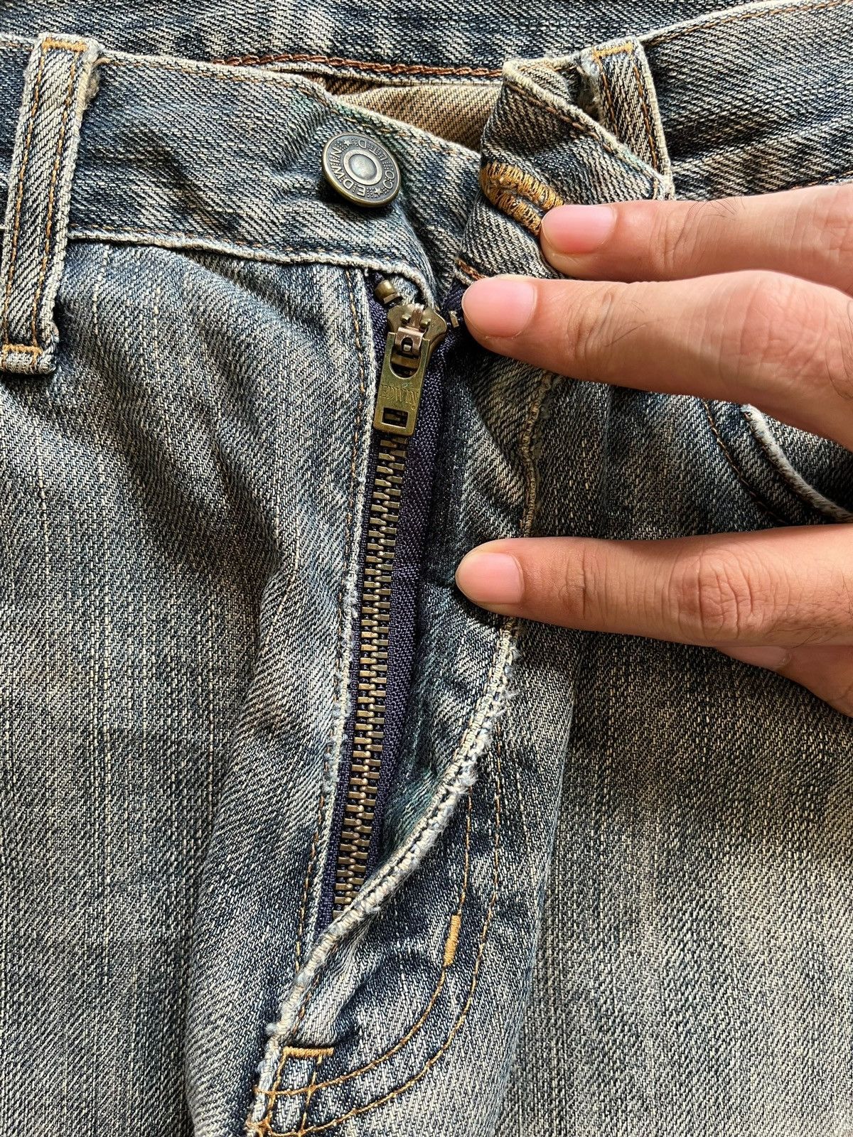 Edwin × Japanese Brand Vintage Japanese Edwin Mud Wash Distressed Baggy Jeans Size US 31 - 3 Thumbnail