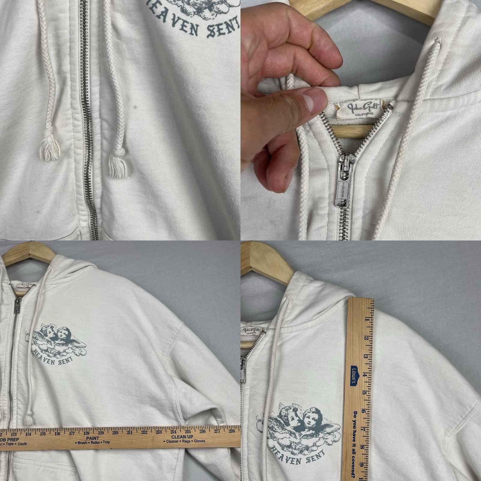 Vintage VINTAGE John Galt Hoodie Womens One Size Full Zip Ivory Logo Zipper Holiday Beach Aloha Moon & Stars 90s Mens Womens Boys Girls Size ONE SIZE - 8 Thumbnail