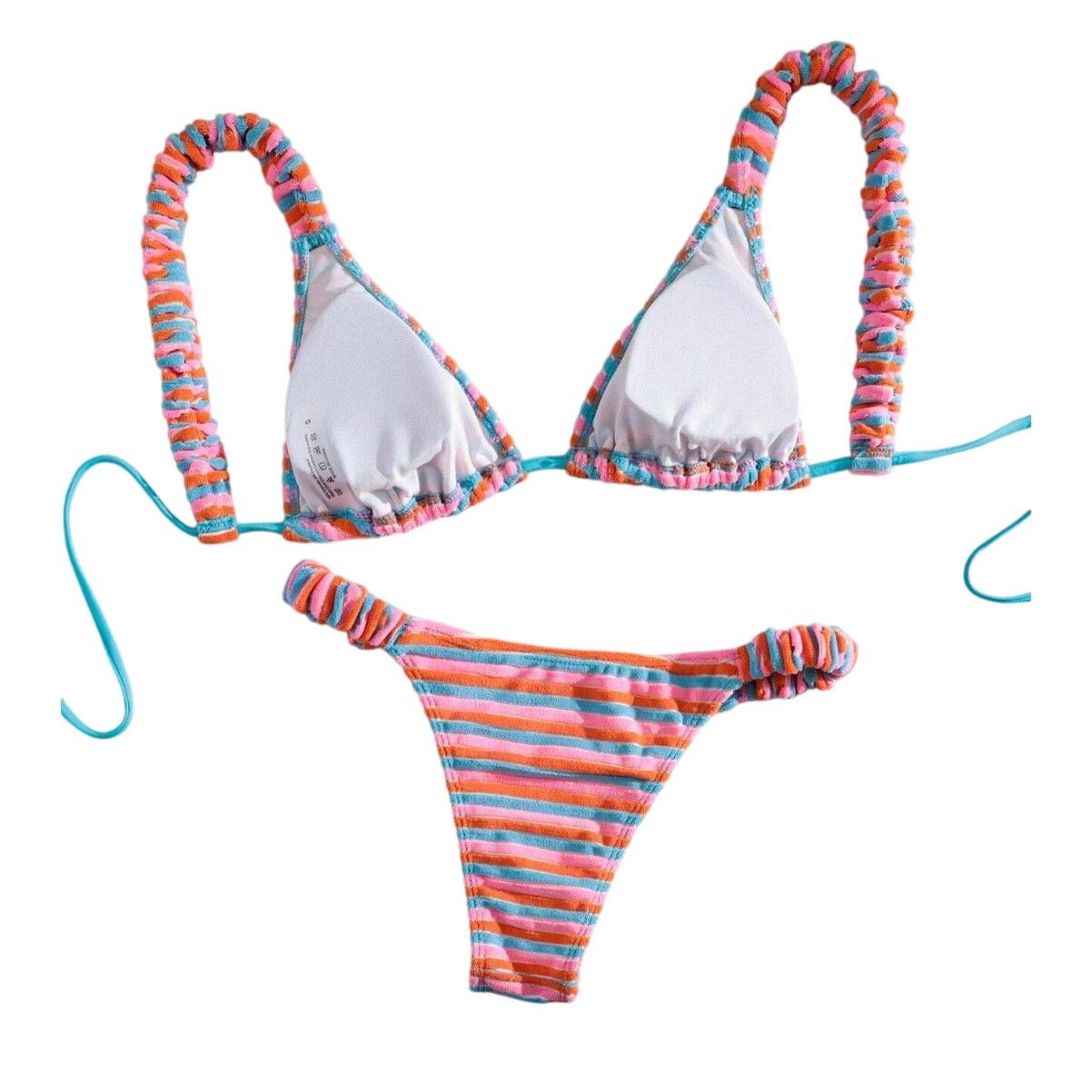 Shein Striped Triangle Striped Bikini Set in Pink, Size M Size ONE SIZE - 2 Thumbnail