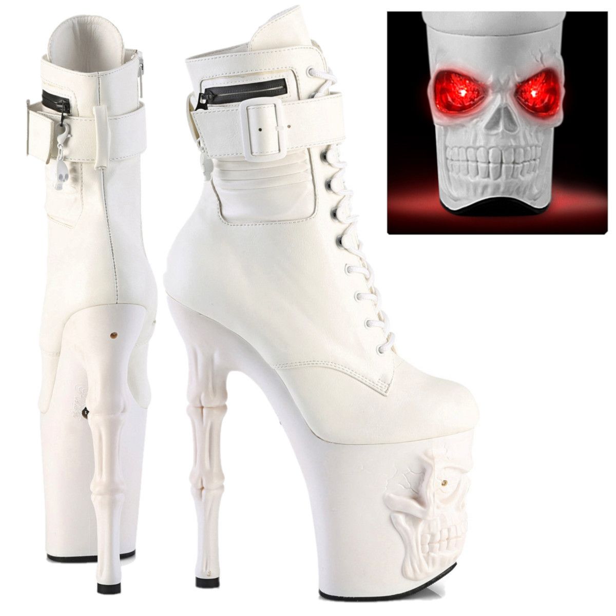 Other Rapture Finger Bone Skull Platform Ankle Boots White Static Size US 8 / IT 38 - 2 Thumbnail