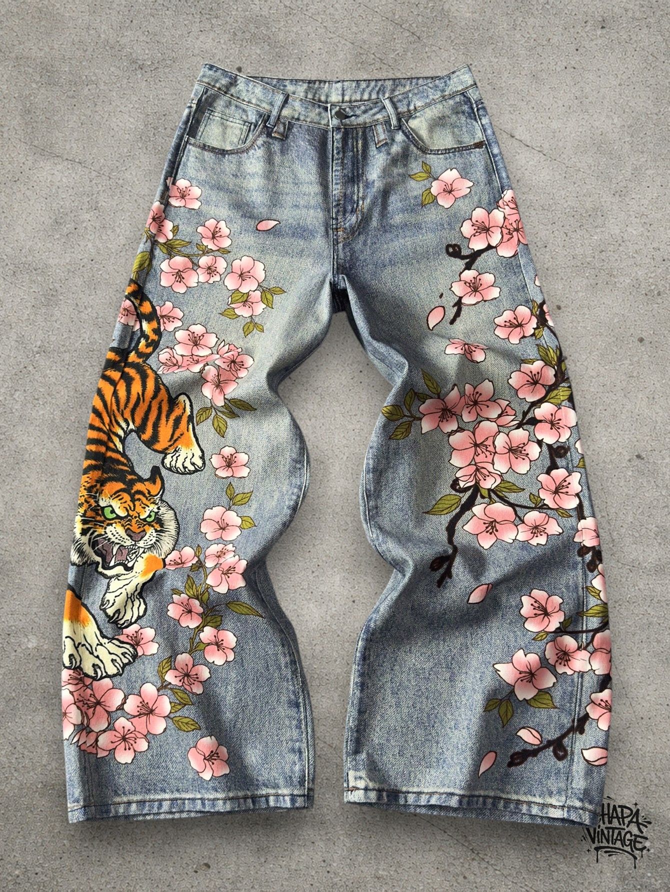 Vintage Anime graphic floral jeans Size US 32 / EU 48 - 1 Thumbnail
