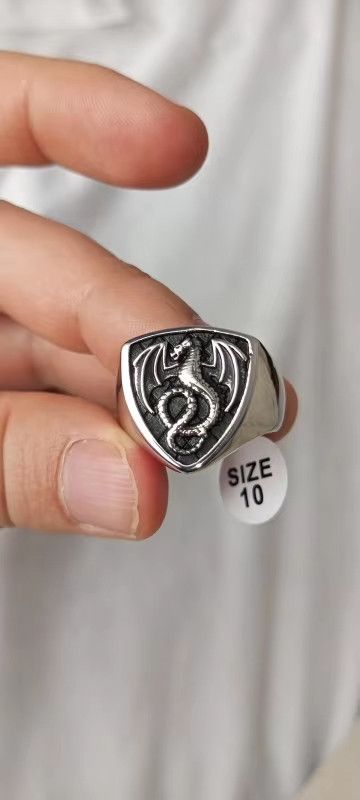 Jewelry Dragon Shield Ring Streetwear Jewelry Fashion Gift Size ONE SIZE - 3 Thumbnail