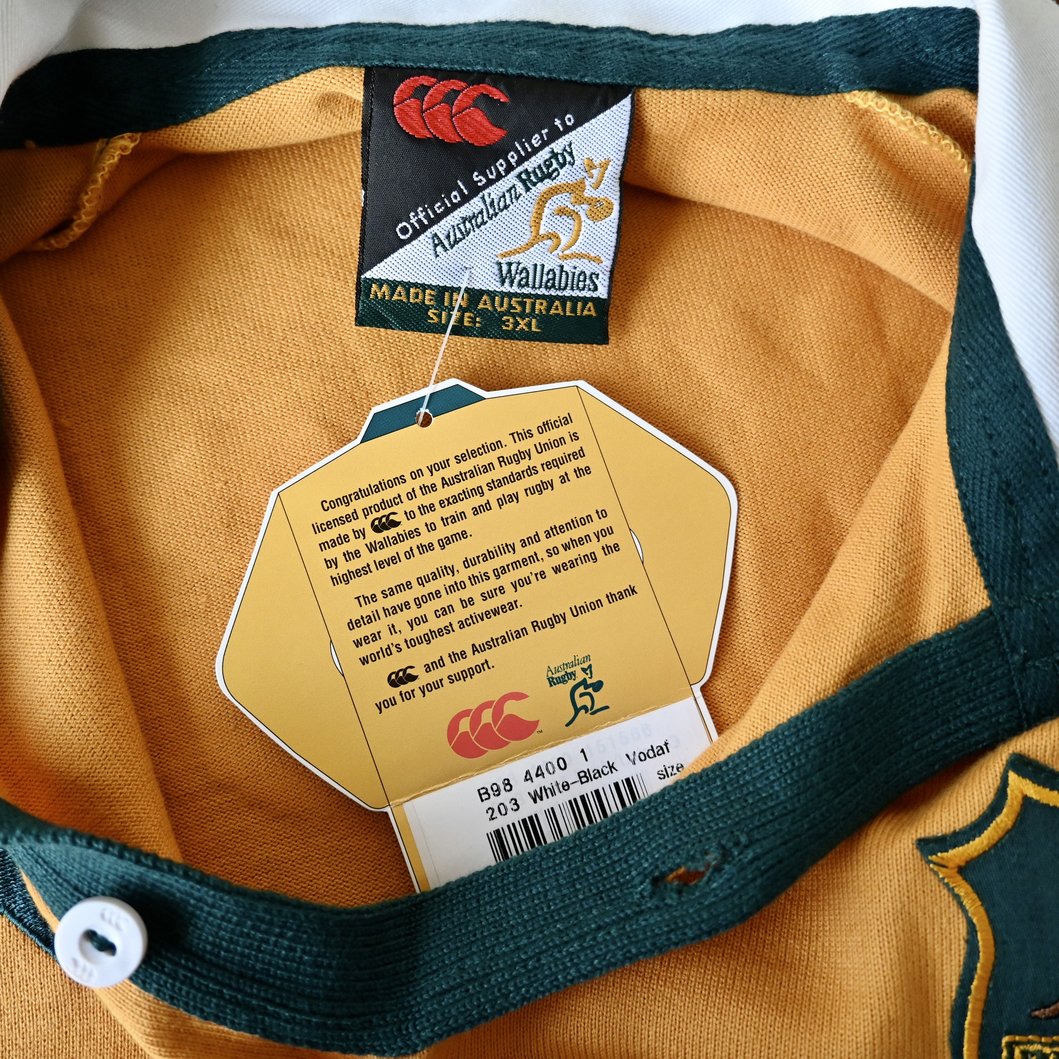 Canterbury of New Zealand DEADSTOCK, VTG 2003 Canterbury Australia Union rugby shirt Size US XXL / EU 58 / 5 - 10 Thumbnail