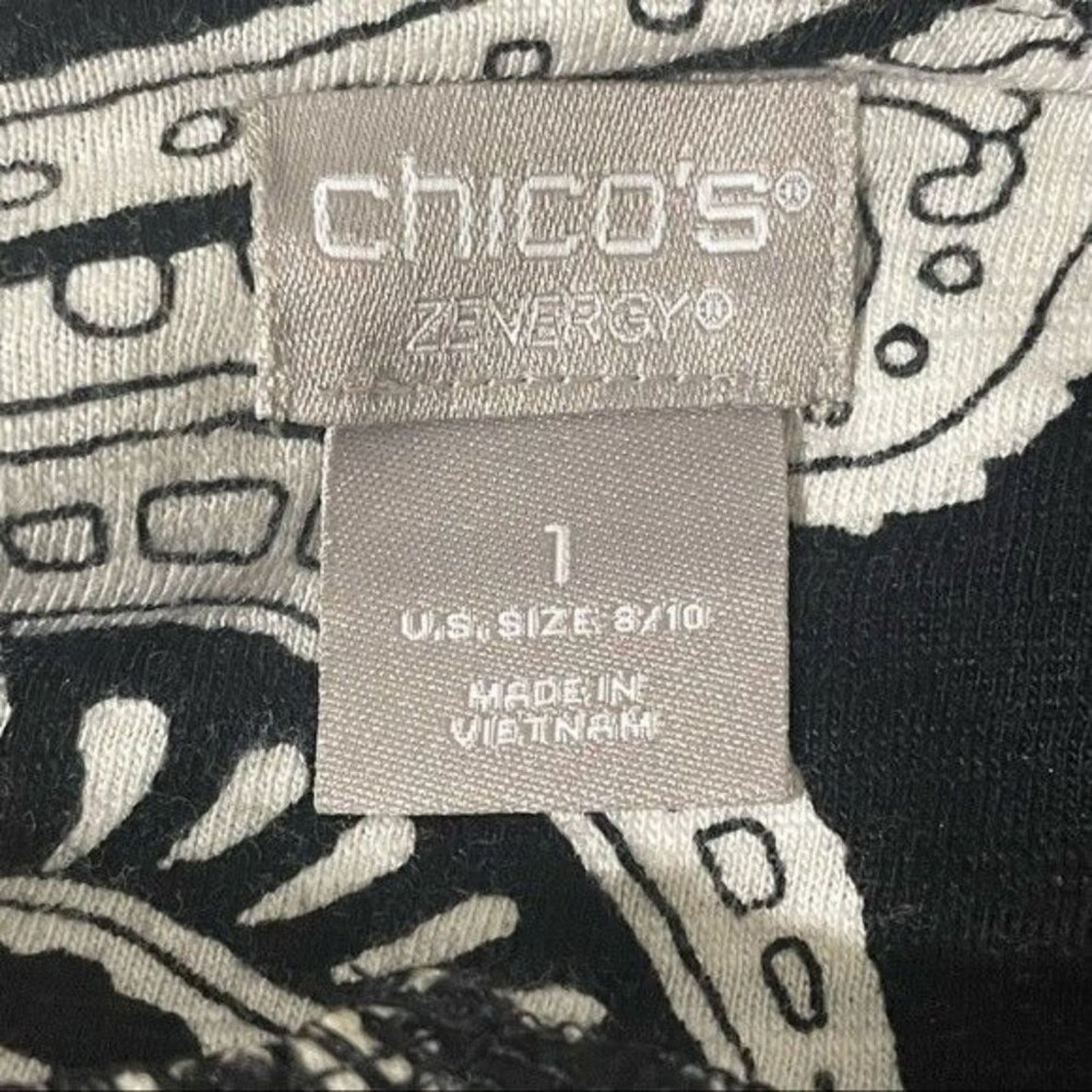 Chicos Chico's Shirt White with Black Paisley Print 3/4 Sleeves XS Size XS / US 0-2 / IT 36-38 - 8 Thumbnail