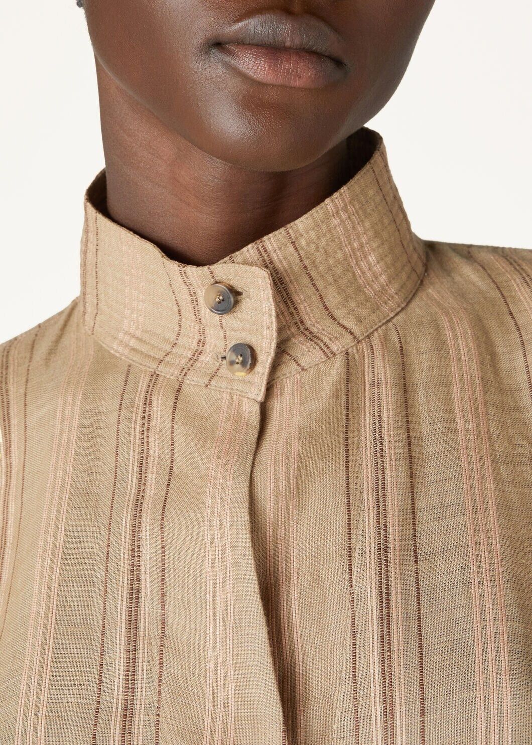Loro Piana o1srvl11e0725 FAO0418 Linen Shay Shirt in Beige Size XS / US 0-2 / IT 36-38 - 3 Thumbnail