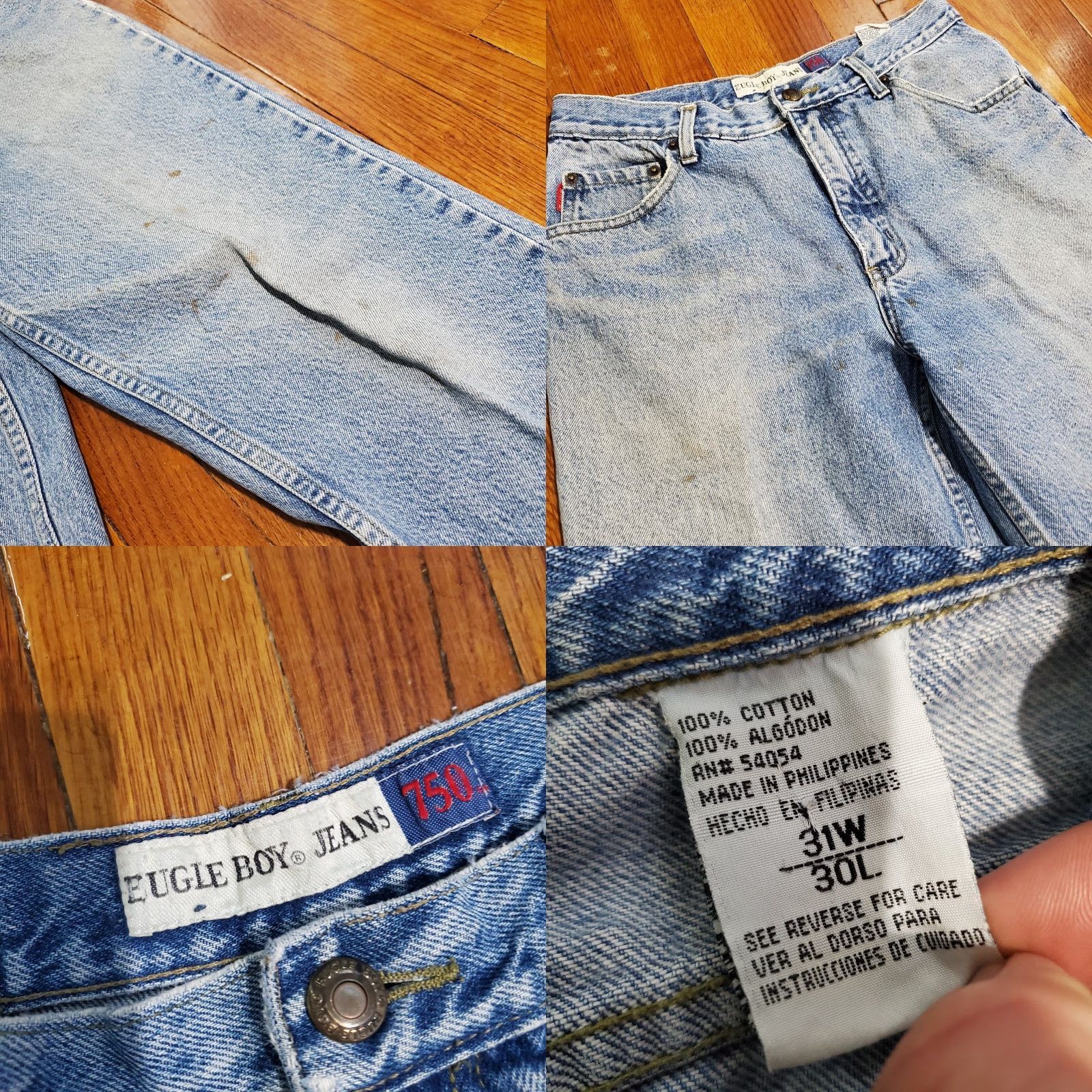 Bugle Boy VTG Bugle Boy Jeans 750 Mens 31x30 Baggy Straight Distressed Skater Grunge Y2K 80s 90s Hip Hop Size US 31 - 8 Thumbnail