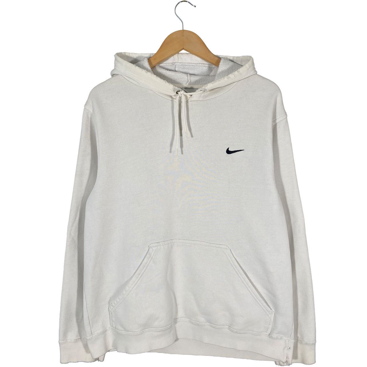 Nike Vintage 2000s Nike Single Swoosh Pullover Hoodie White Size US L / EU 52-54 / 3 - 1 Thumbnail