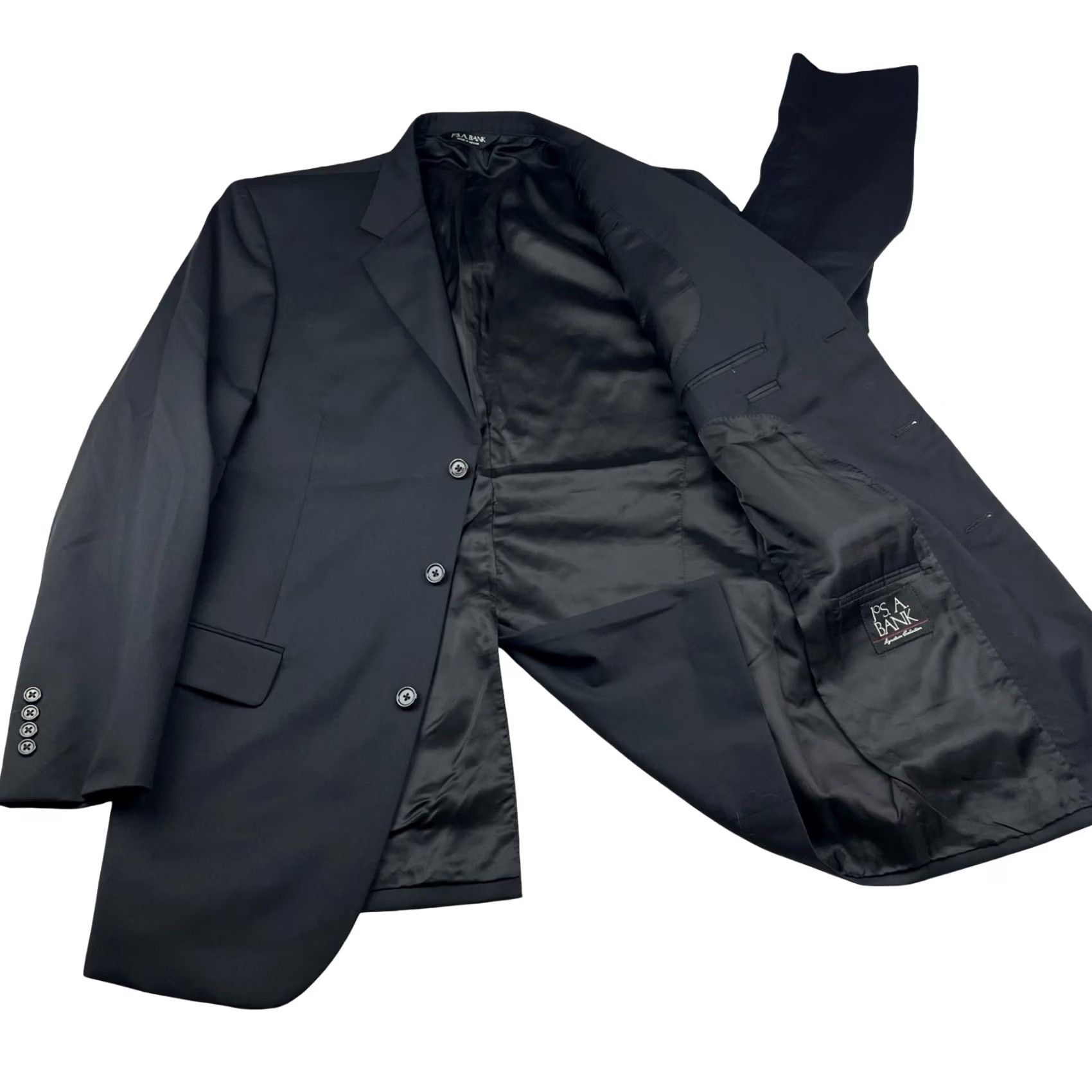 Jos. A. Bank Jos. A. Bank Men’s Blazer Jacket 100% Wool Black 42L Long 3-Button Notch Lapel Single-Vented Dry Clean Only MensN/A Size 42R - 3 Thumbnail