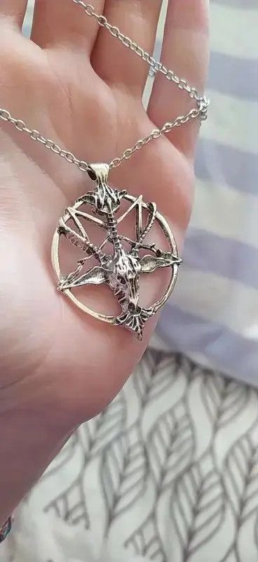 Jewelry Baphomet Pentagram Chain Goth Punk Satan Jewelry Chrome Size ONE SIZE - 3 Thumbnail