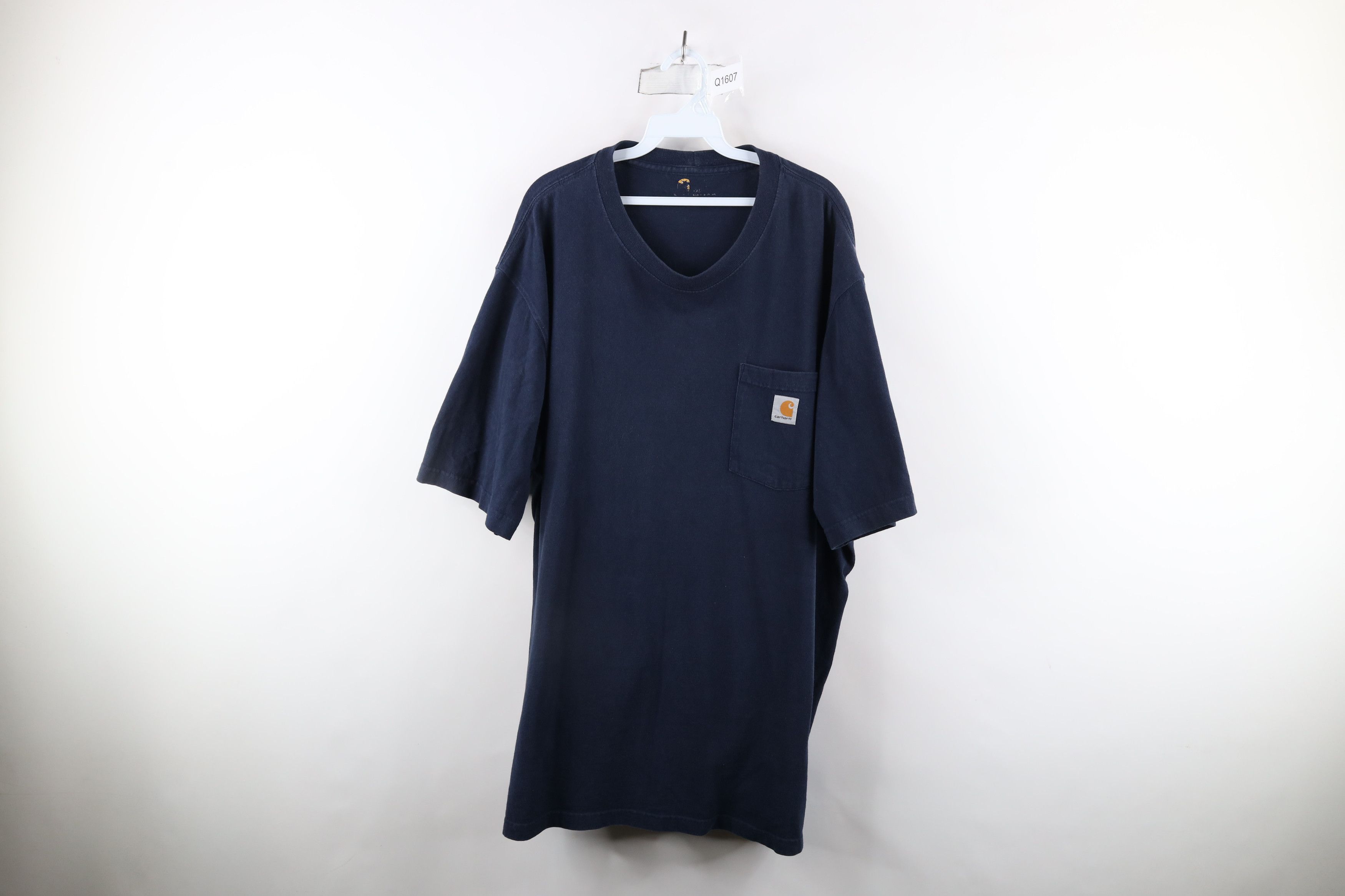 Carhartt × Vintage Vintage Carhartt Spell Out Heavyweight Pocket T-Shirt Blue Size US XXL / EU 58 / 5 - 1 Thumbnail