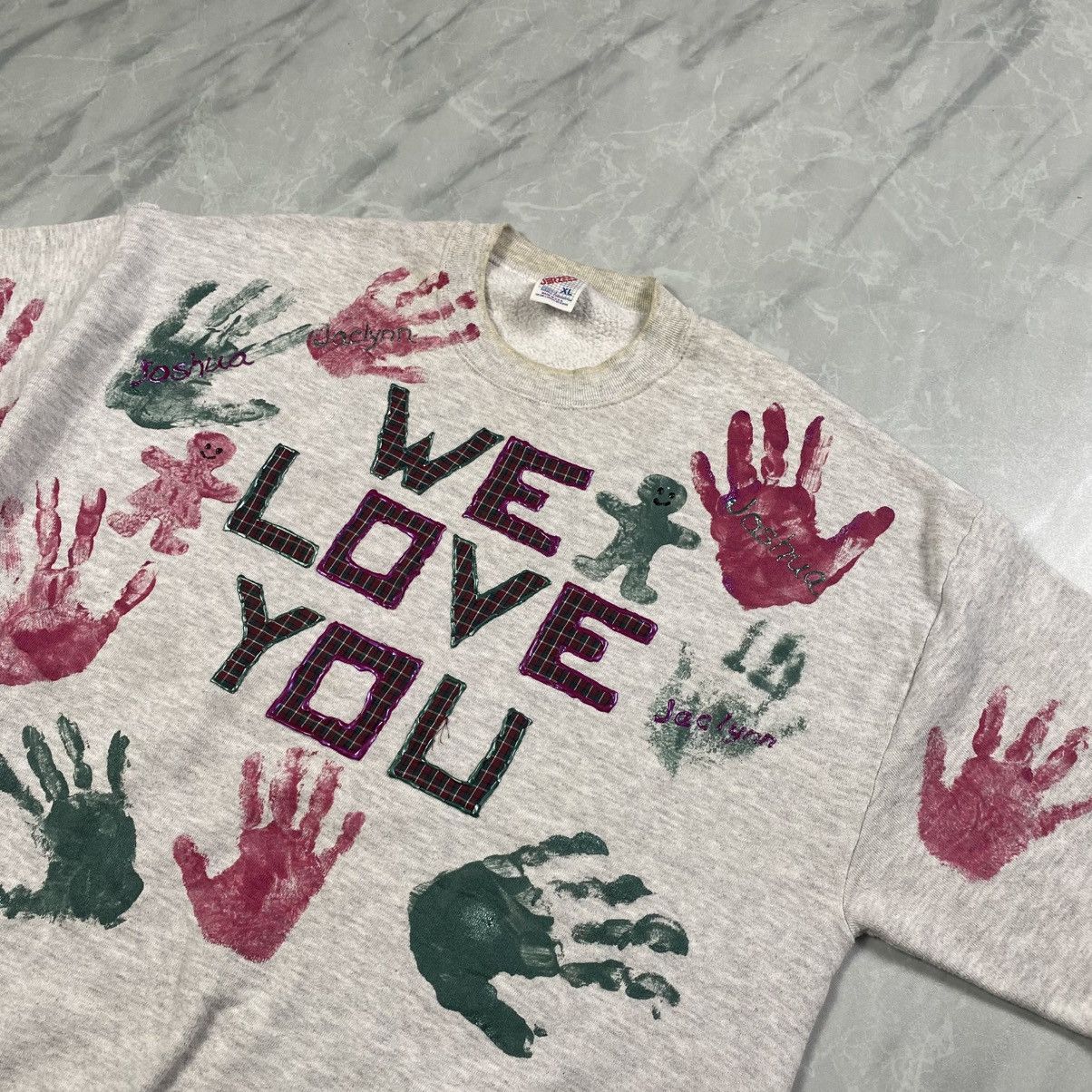 Jerzees Rare 90s Jerzees We Love You Hand Painted Arts Crewneck Size US L / EU 52-54 / 3 - 5 Thumbnail