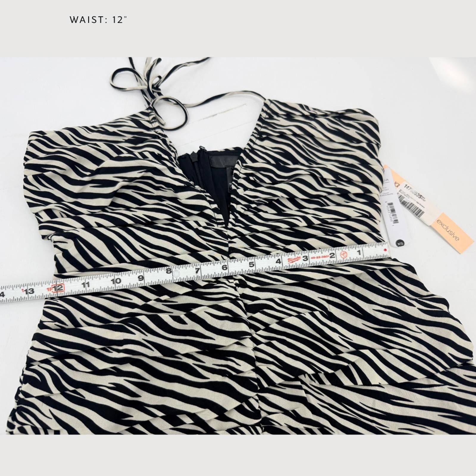 Aquascutum Aqua Zebra Ruched Mini Dress Halter NWT XS Going Out Size XS / US 0-2 / IT 36-38 - 8 Thumbnail