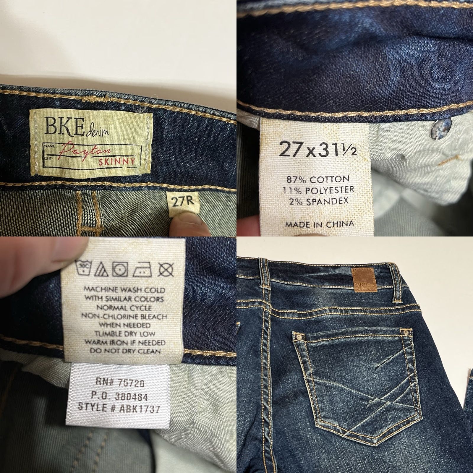 BKE BKE Payton Skinny Stretch Mid Rise Dark Wash Jeans Women’s 30x31.5 Regular Denim Cotton Polyester Spandex 5-Pocket Size 30" / US 8 / IT 44 - 8 Thumbnail