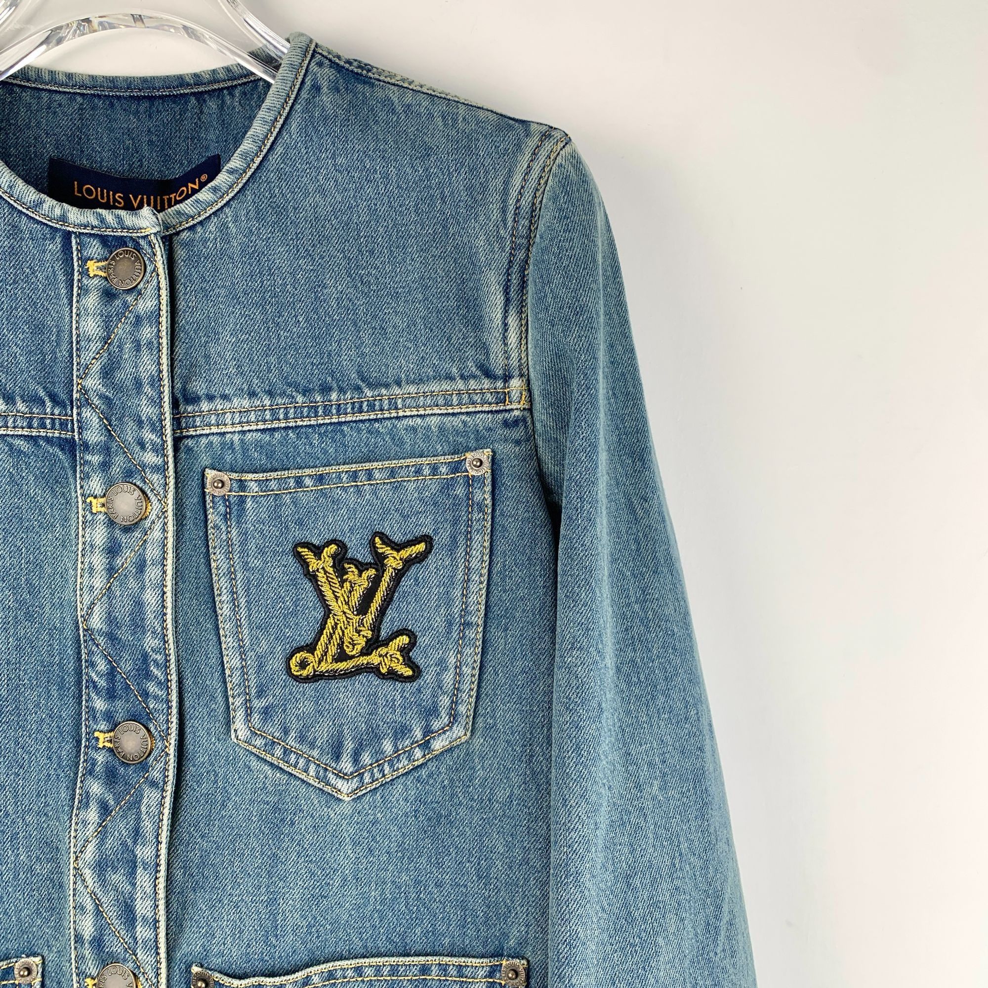 Louis Vuitton Louis Vuitton XS Logo Embroidered Cotton Denim Jacket Single Size XS / US 0-2 / IT 36-38 - 7 Thumbnail