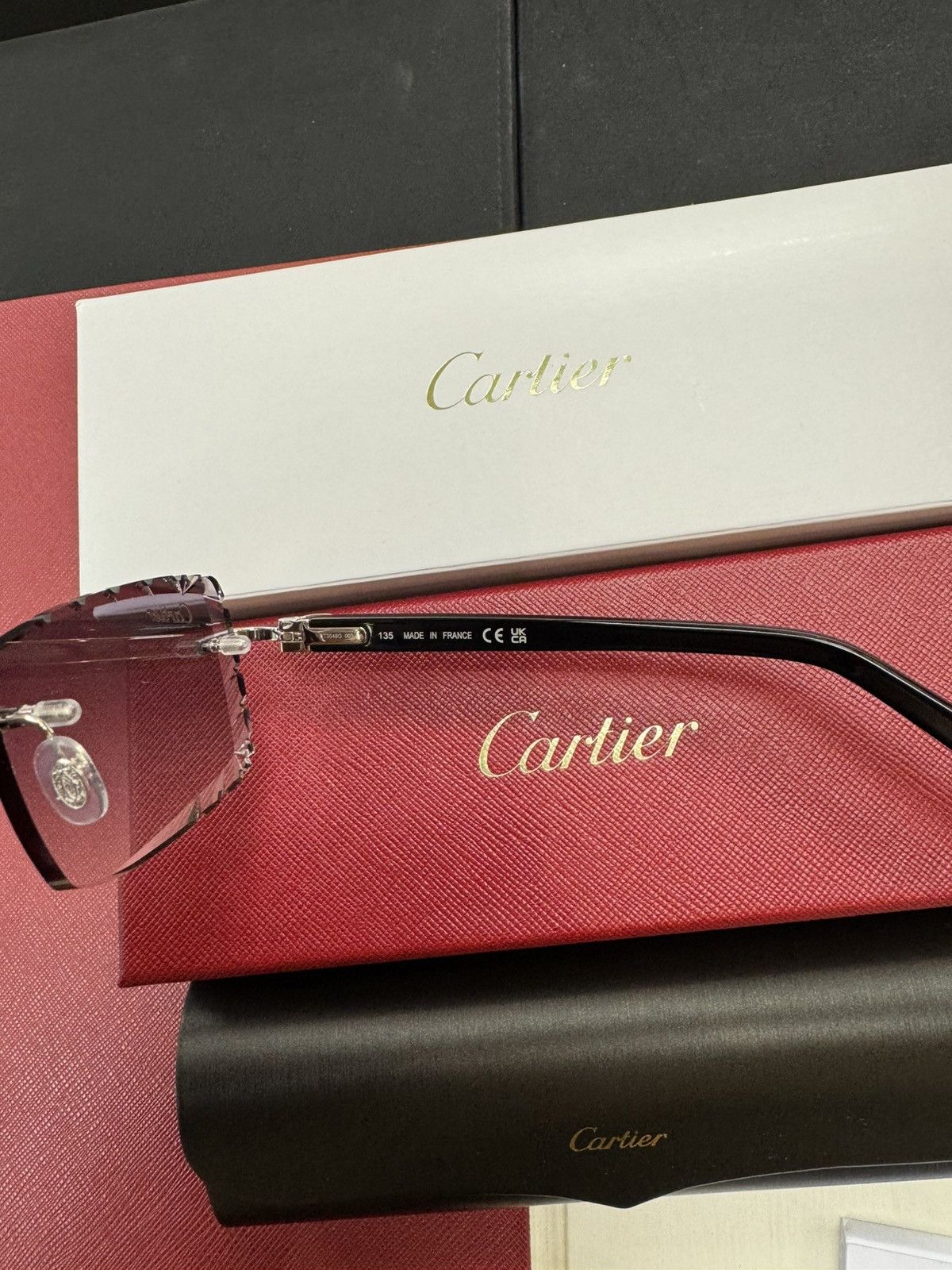 Cartier Cartier Black Composite with Custom Diamond Cut Lenses Size ONE SIZE - 3 Thumbnail