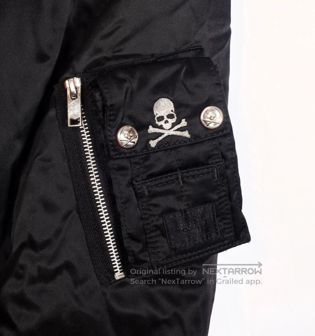 Mastermind Japan Black Satin Bomber Jacket with Skull Patch. Size US S / EU 44-46 / 1 - 5 Thumbnail