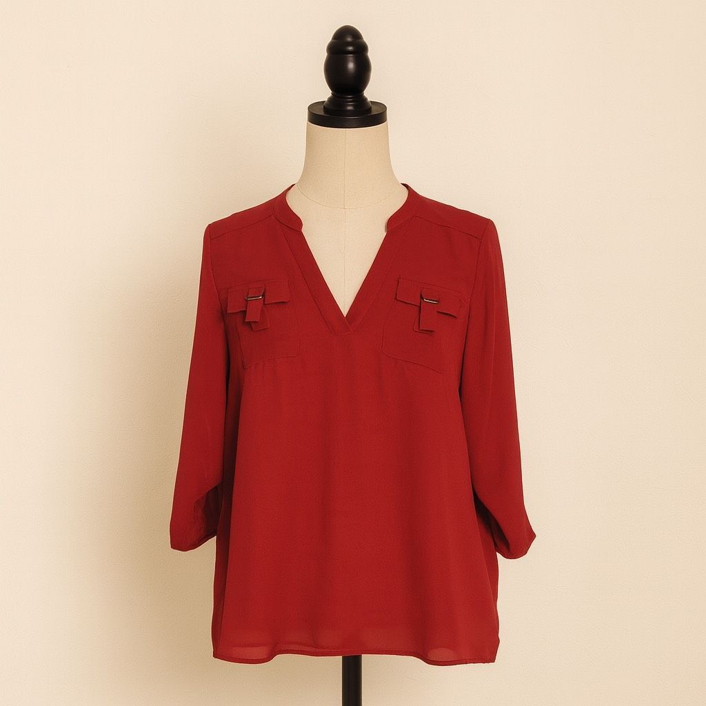 Other Rue21 Red Lightweight Blouse with Buckle Detail | Size S Size S / US 4 / IT 40 - 1 Thumbnail