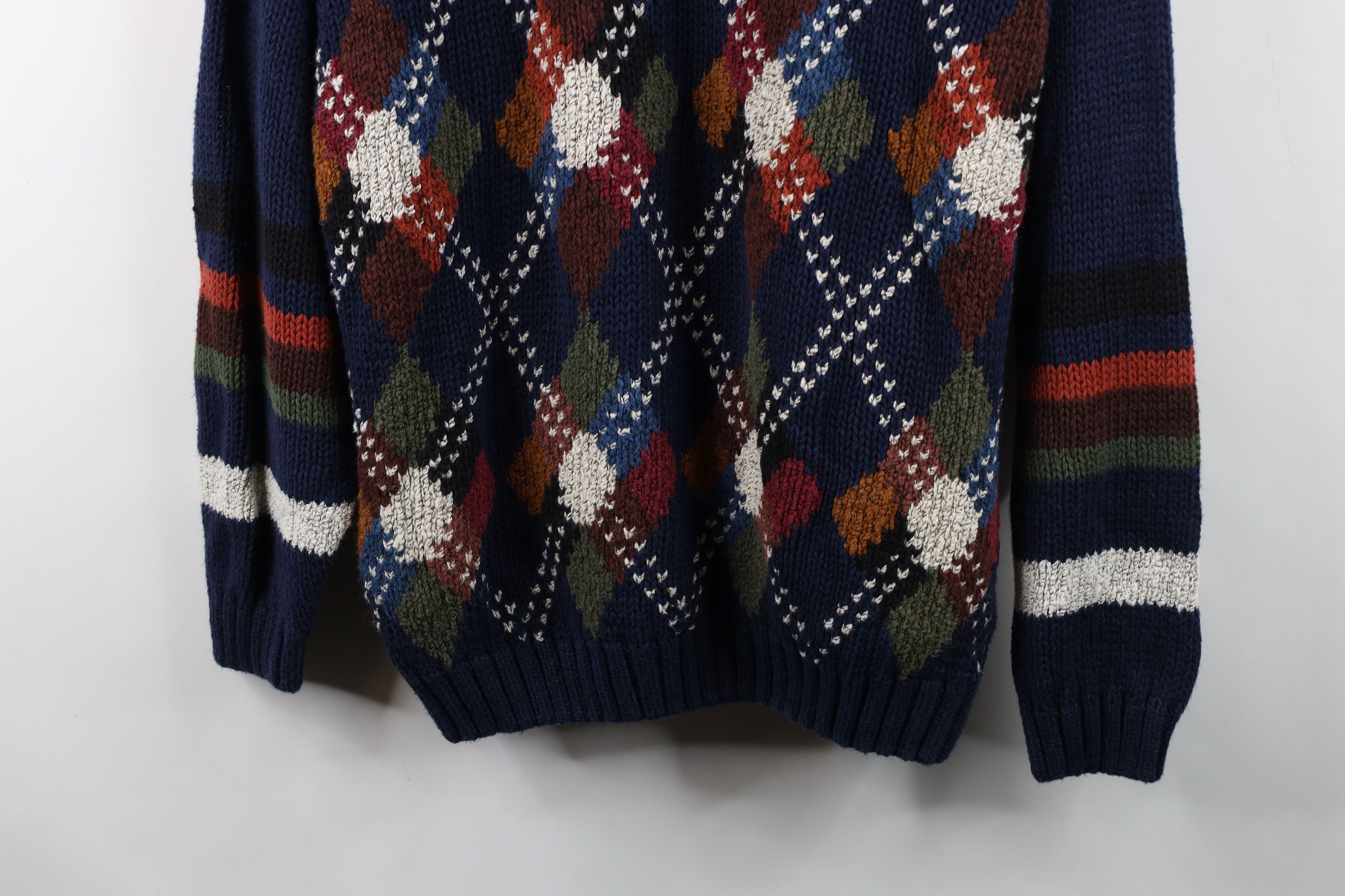 Vintage Vintage 90s Streetwear Diamond Chunky Ribbed Knit Sweater Size XL / US 12-14 / IT 48-50 - 3 Thumbnail