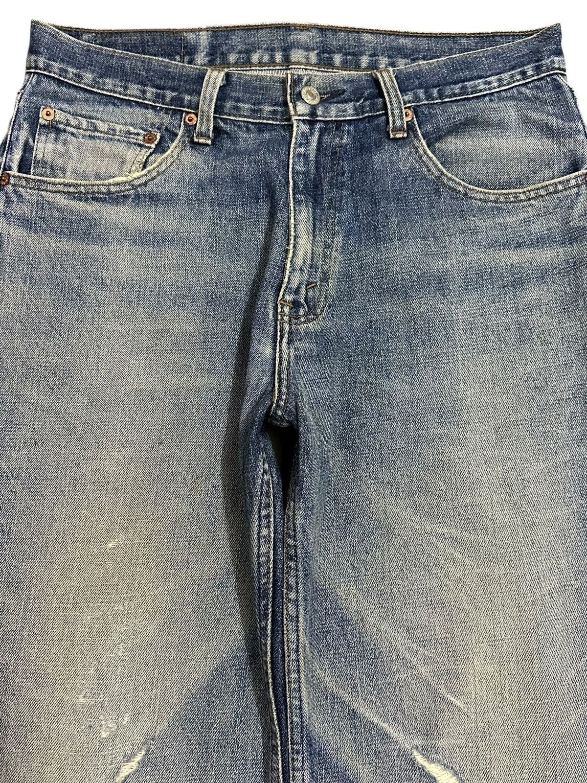 Levi's Vintage 90s Levis Blue Faded Wash Distress Style Loose Jeans Size US 32 / EU 48 - 3 Thumbnail