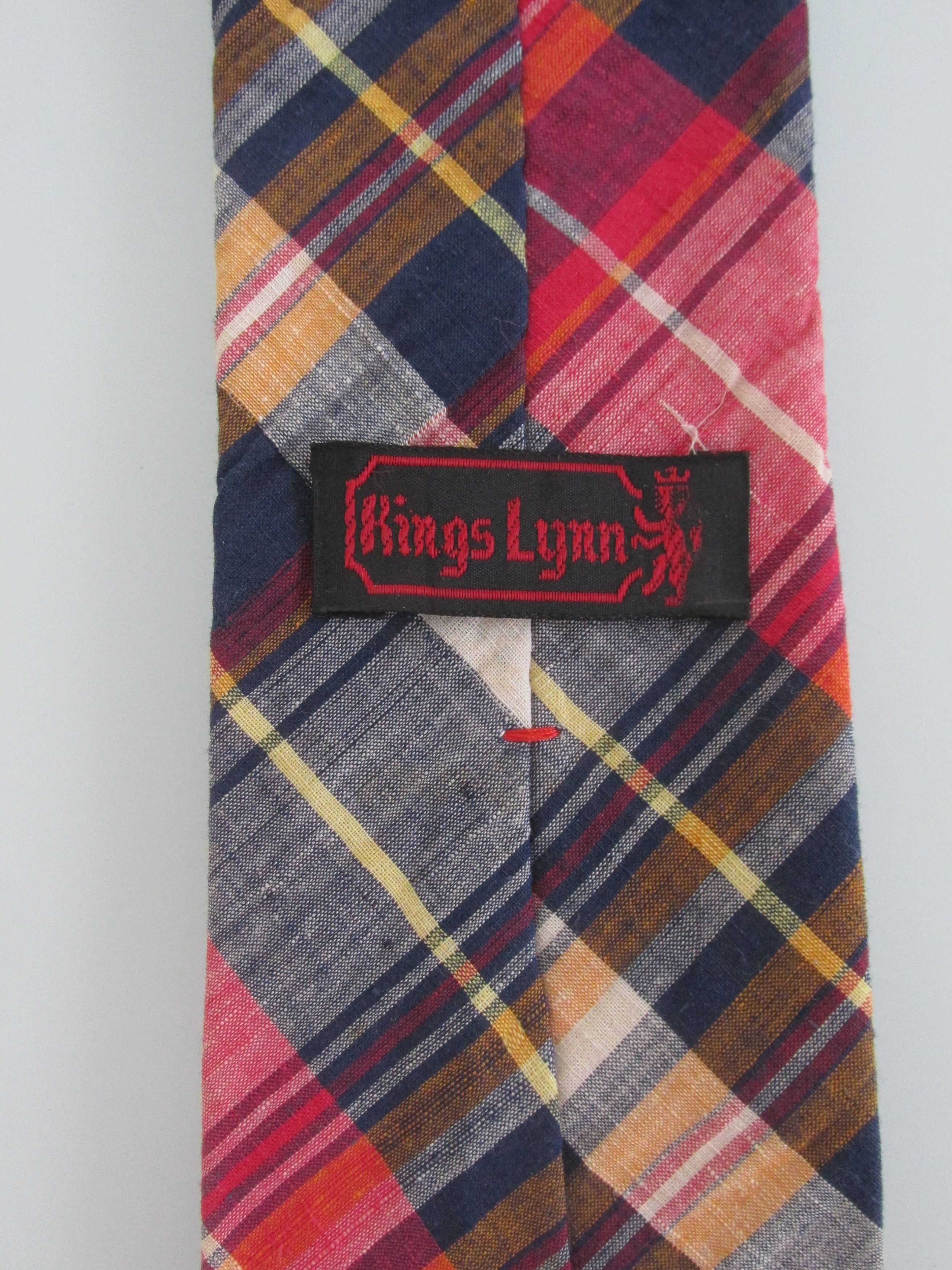 Vintage Kings Lynn Vintage Men's Cotton Madras Plaid Tie Size ONE SIZE - 6 Thumbnail