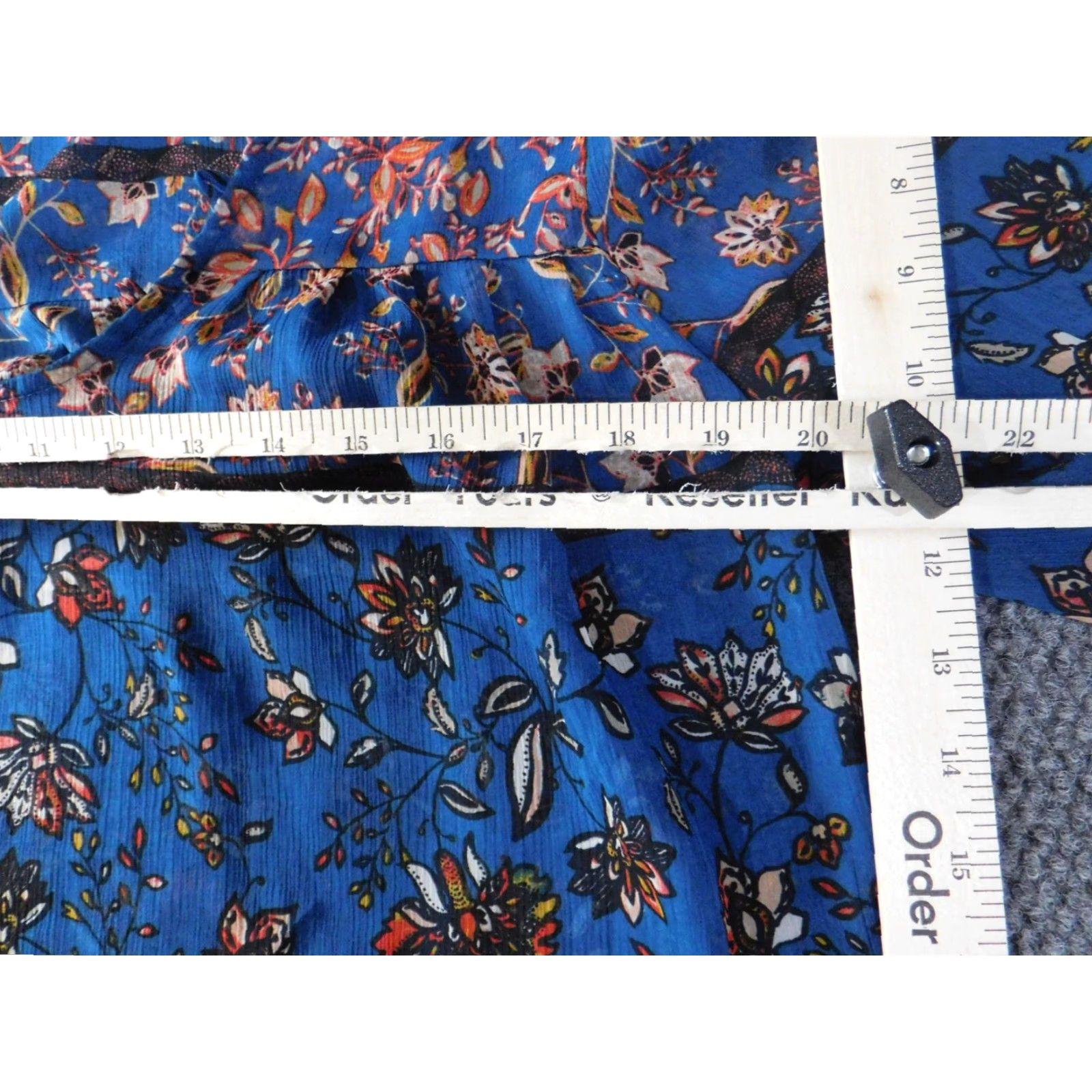 Vintage Everly Womens Blouse XS Blue Floral Top Designer Collared Pullover Casual Sleeve Button Polyester Rayon Regular Women's Top Size XS / US 0-2 / IT 36-38 - 5 Thumbnail