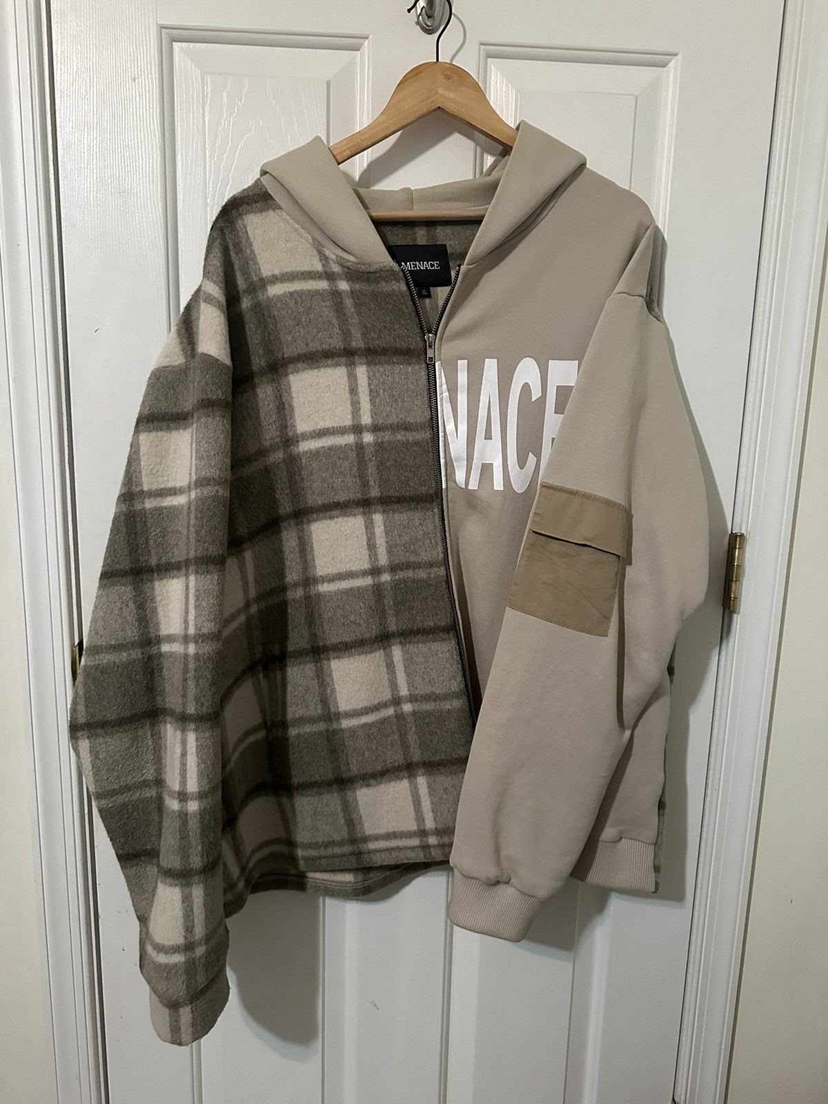 Menace Menace “Split Wool Plaid French Terry Hoodie” XL Size US XL / EU 56 / 4 - 7 Thumbnail