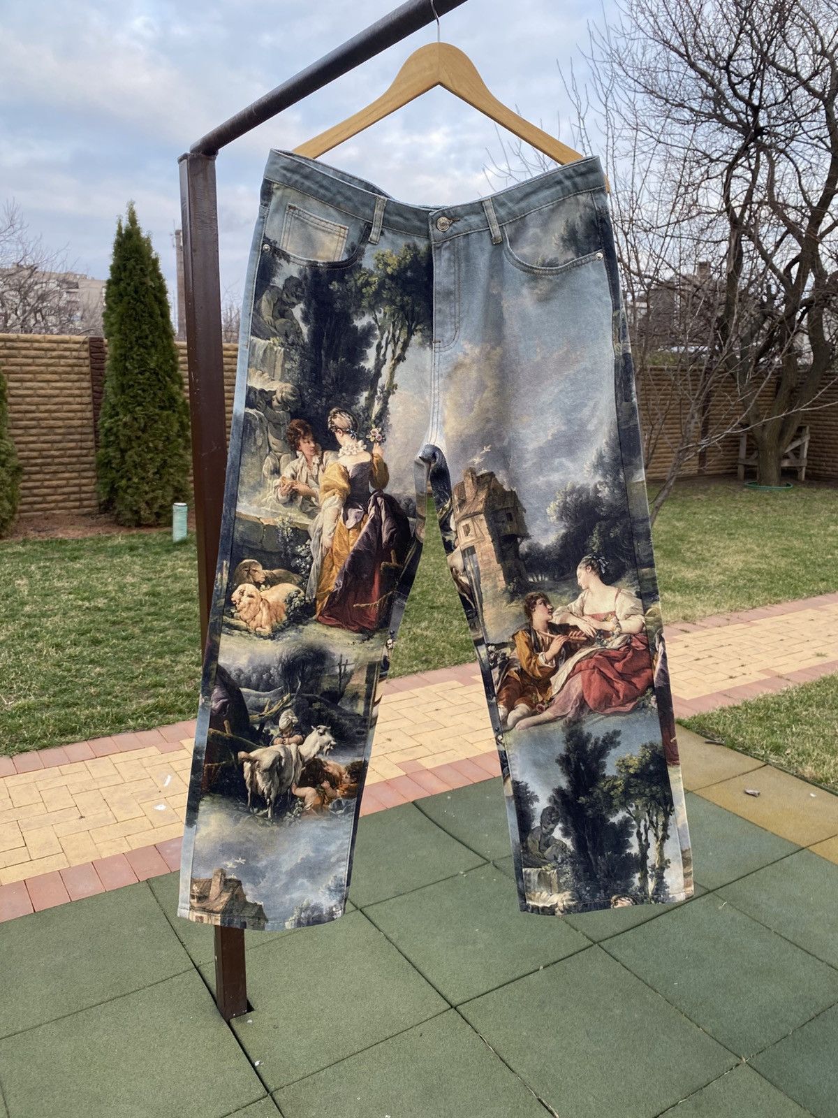 Vintage Baroque Painting Art Jeans Full Graphic Vintage-Style Denim Size US 36 / EU 52 - 1 Thumbnail