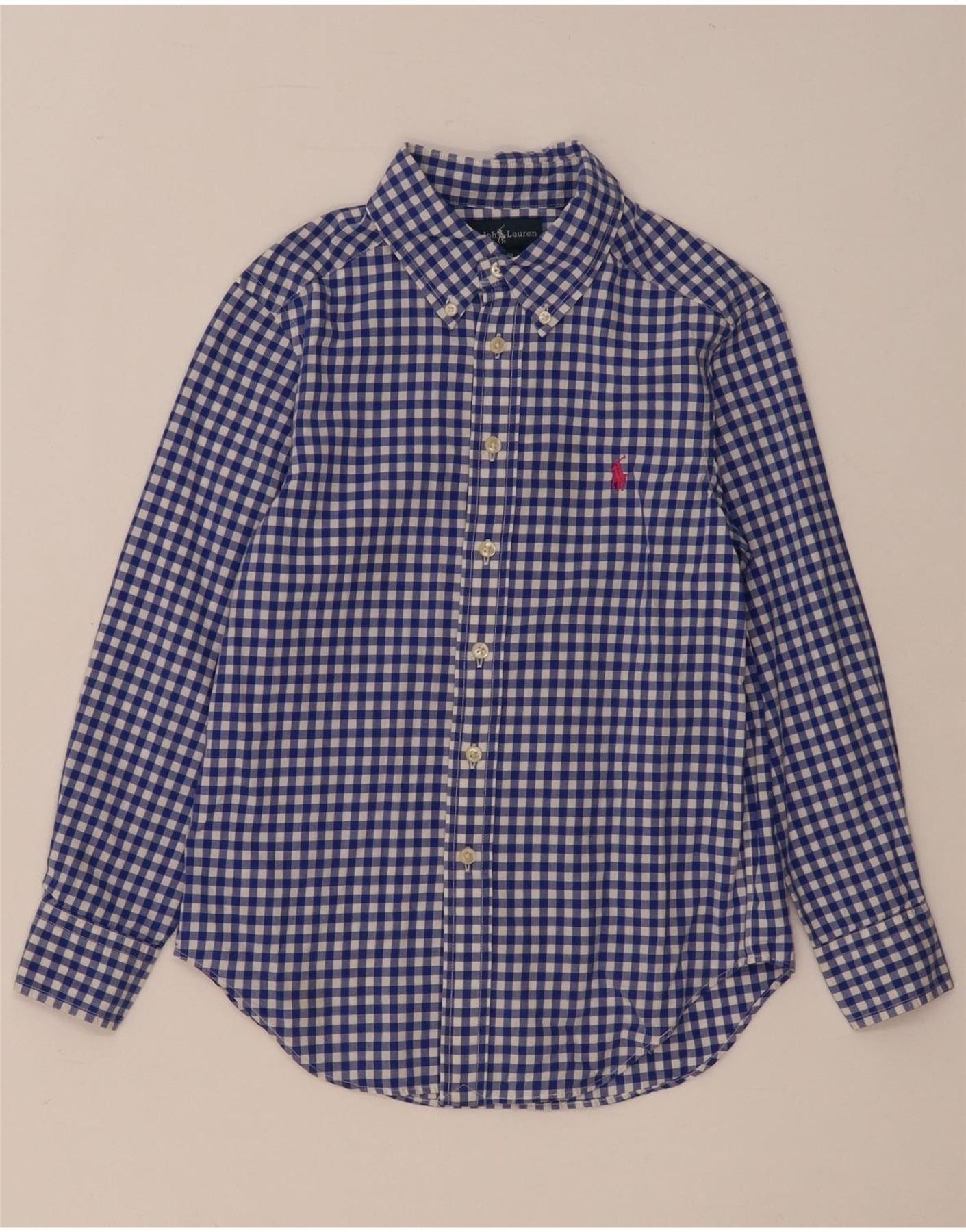 Ralph Lauren Boys Shirt 7-8 Years Small Blue Gingham Cotton Size XXS / US 00 / IT 34 - 1 Thumbnail
