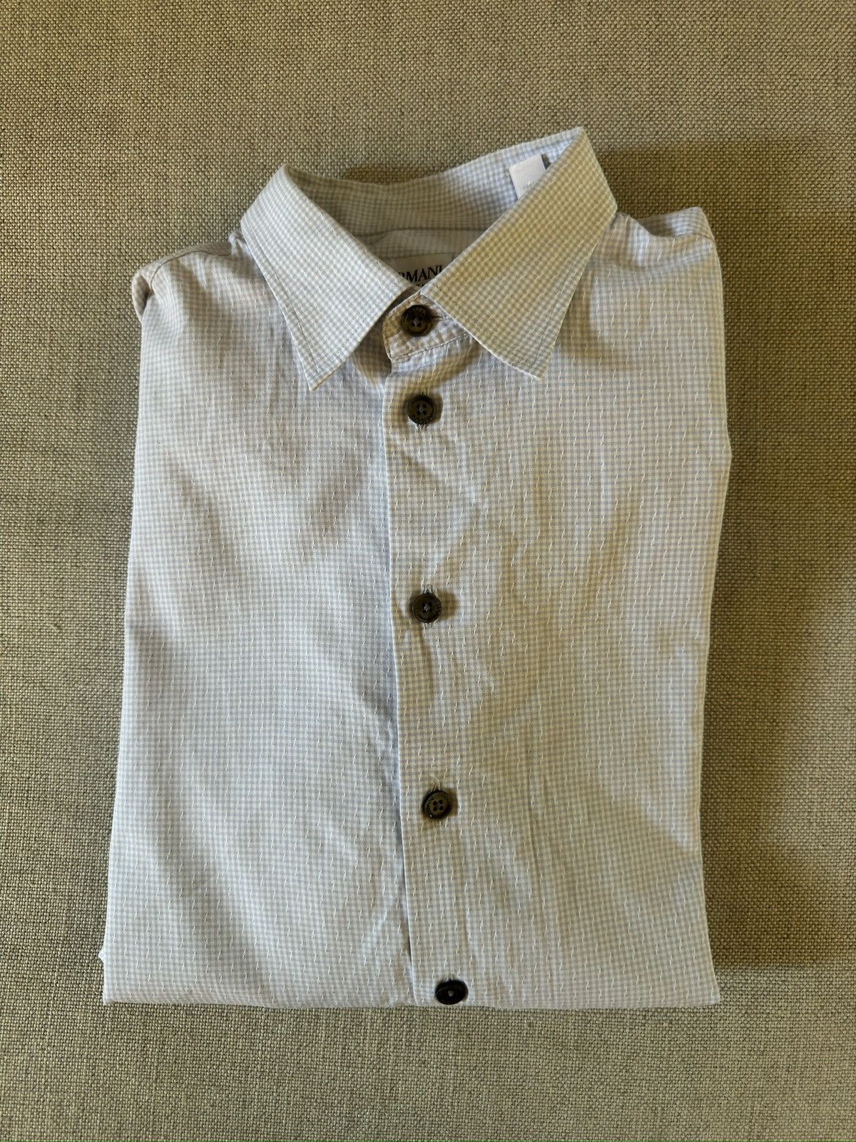 Armani ARMANI COLLEZIONI Vintage Textured Mini Check Shirt Size US L / EU 52-54 / 3 - 1 Thumbnail