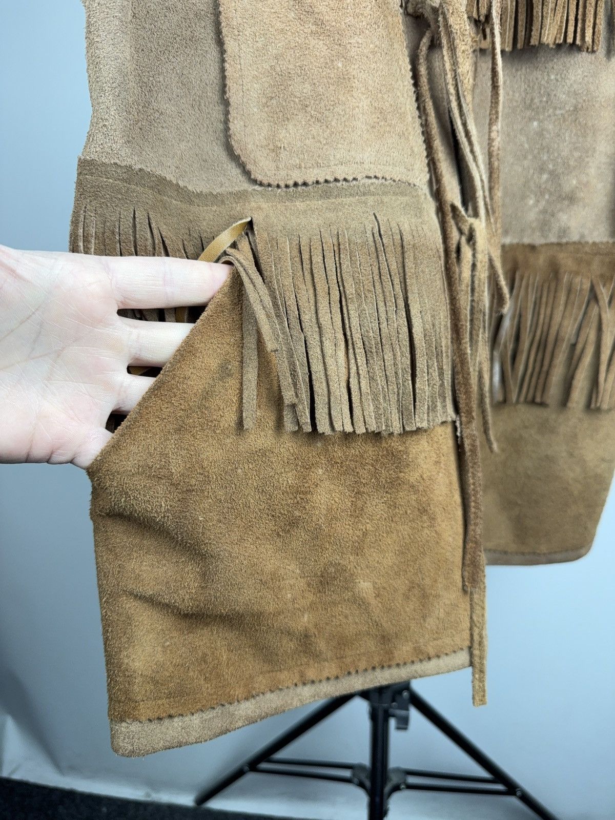 Genuine Leather Vintage Cowboy USA Suede Fringe Vest Western Boho Leather Size US M / EU 48-50 / 2 - 7 Thumbnail