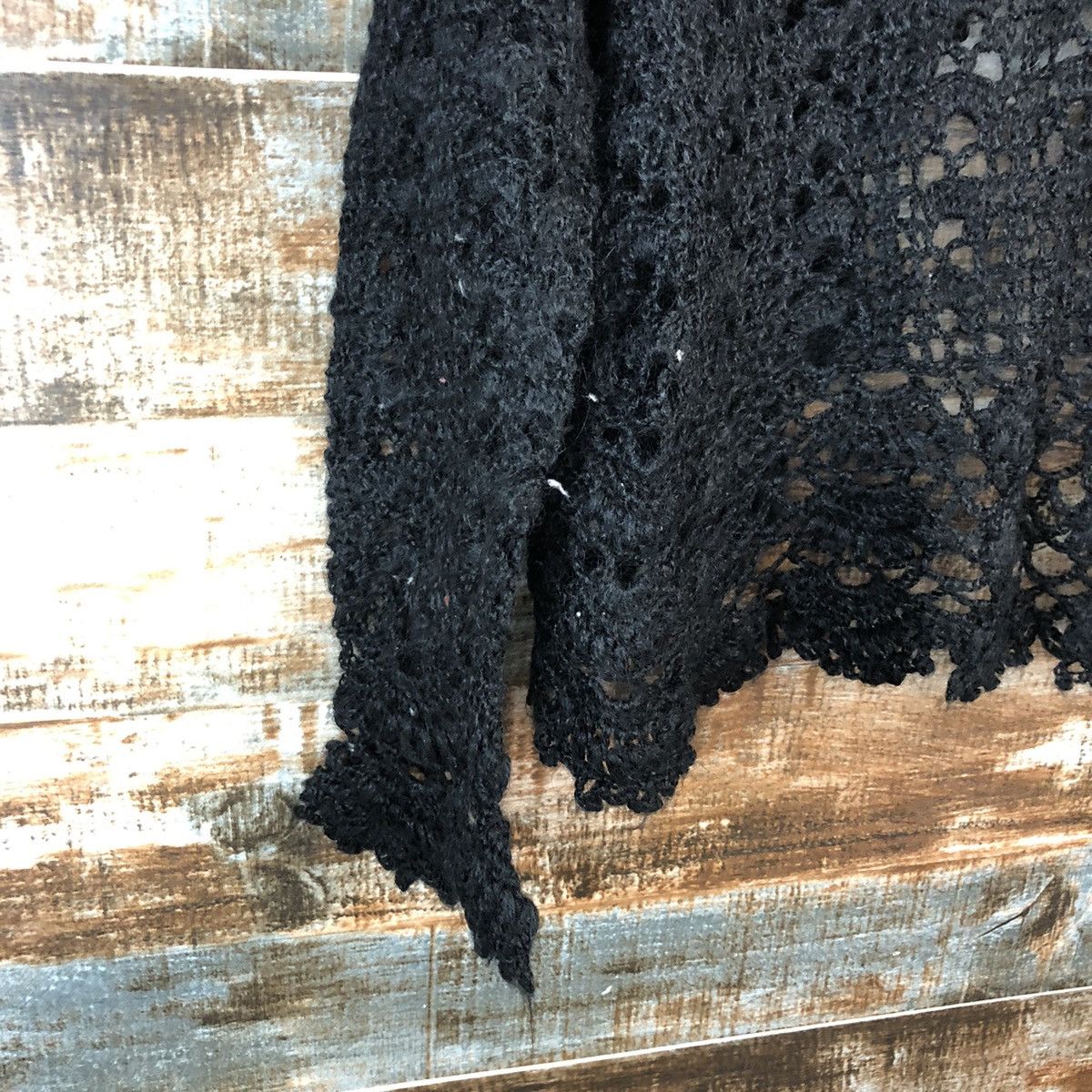 Handmade Japan vintage meshnet crochet Black knitwear #A2492 Size S / US 4 / IT 40 - 13 Thumbnail