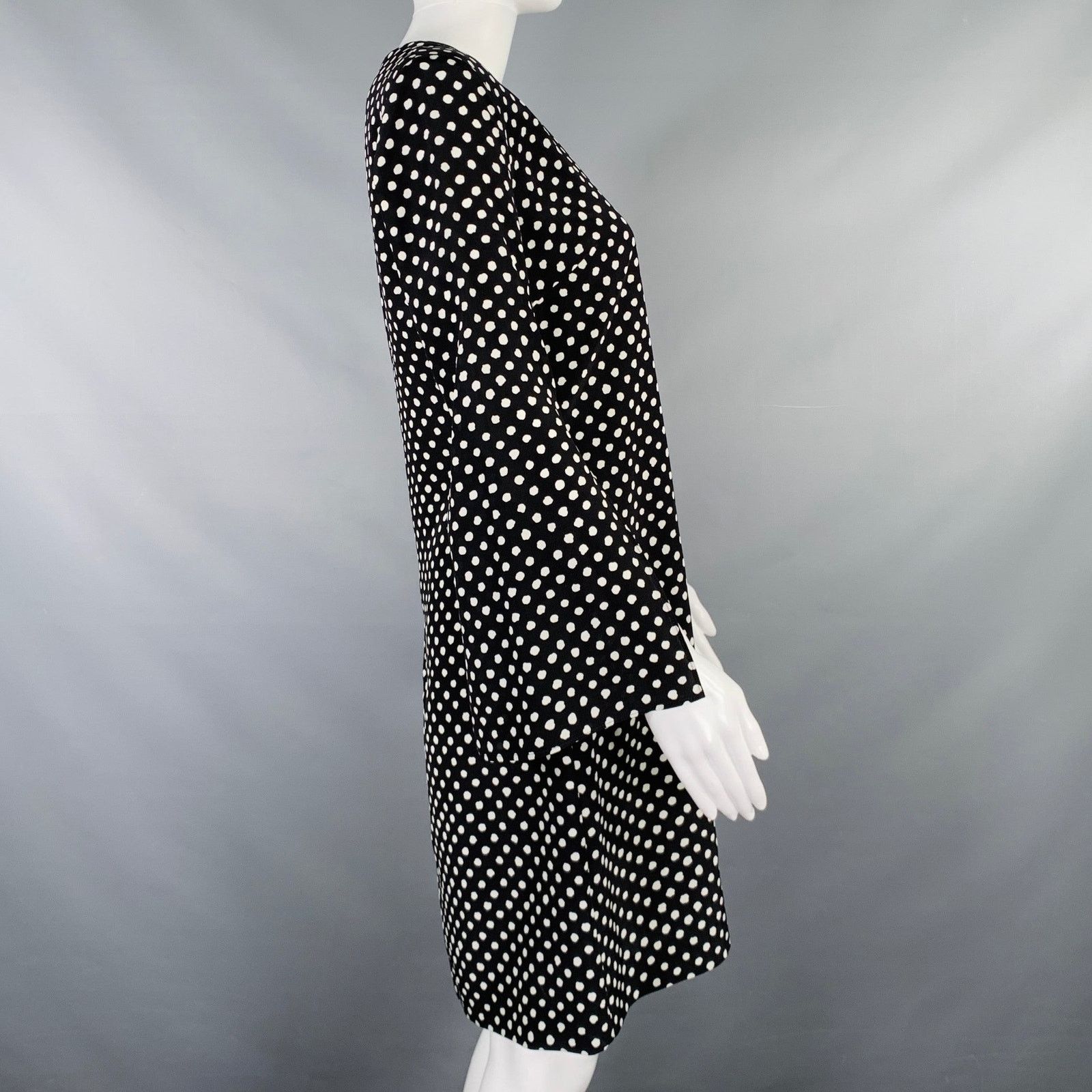 Michael Kors MICHAEL KORS Black White Silk Polka Dot Bell Sleeves Dress Size S / US 4 / IT 40 - 2 Thumbnail