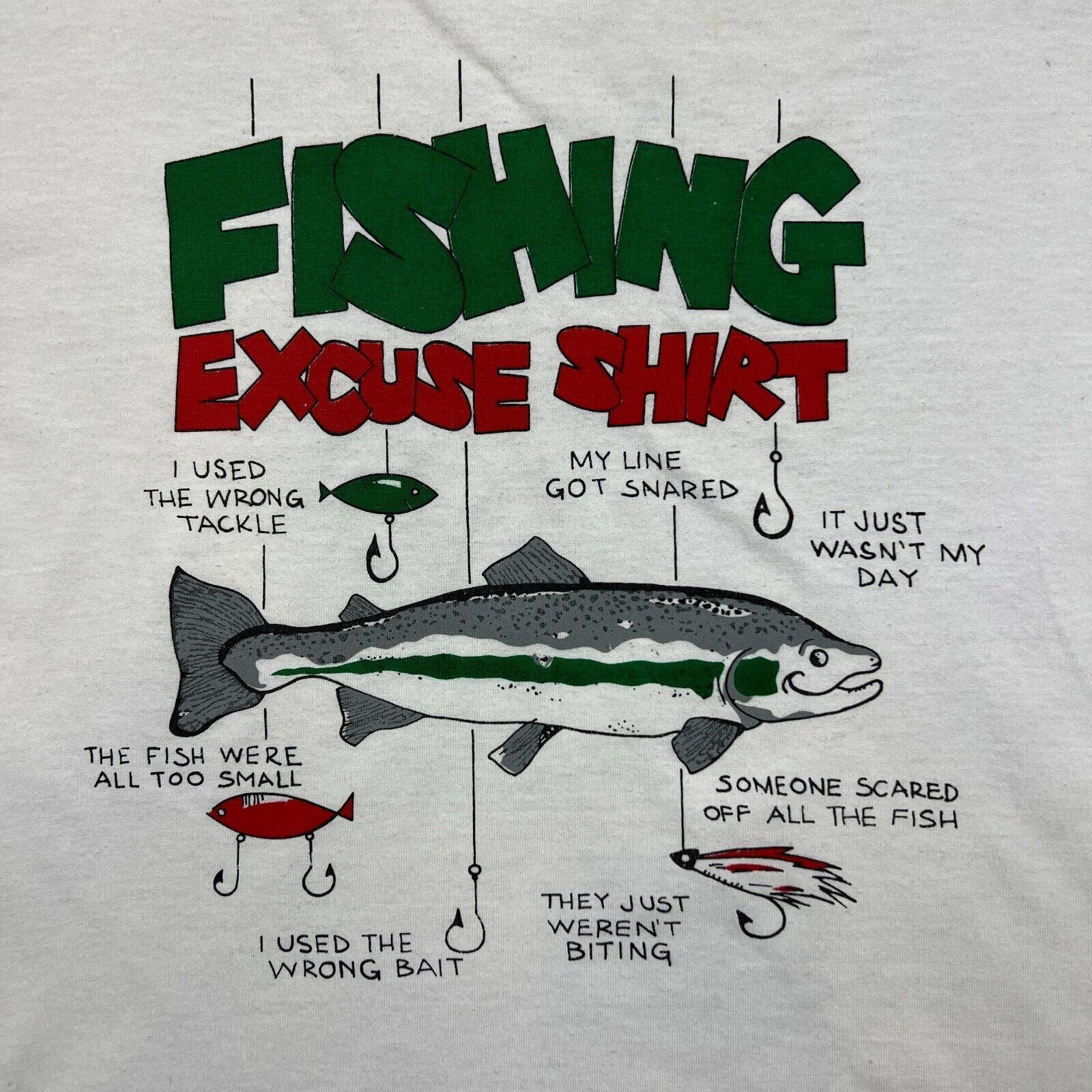 Vintage Vintage 90s Fishing Excuse T Shirt Funny Nature Outdoor Tee Size US M / EU 48-50 / 2 - 2 Thumbnail