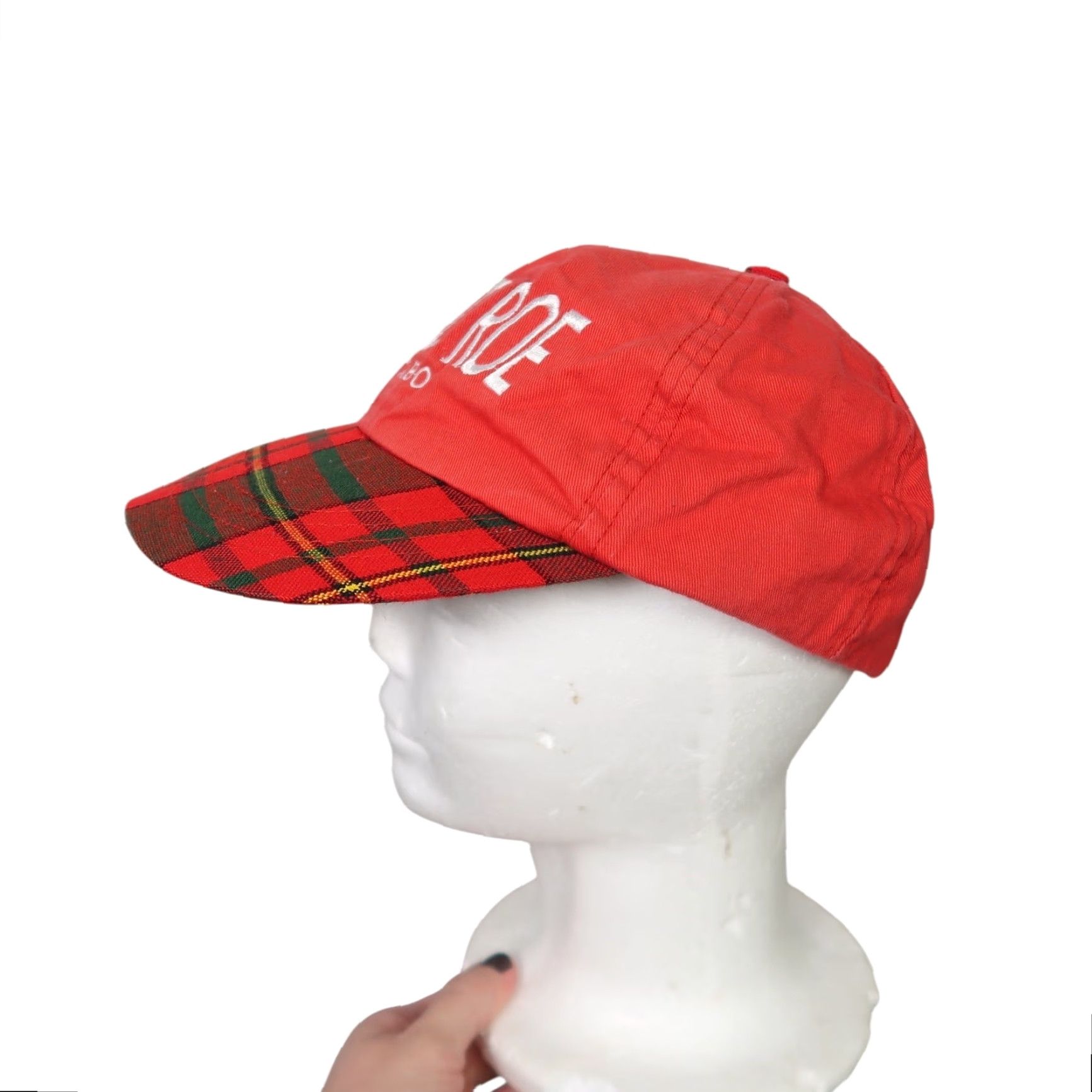 Vintage VINTAGE Carlos 'N Charlie's Squid Roe Cabo red plaid baseball cap hat Mens One Size Red Baseball Cap Size ONE SIZE - 4 Thumbnail