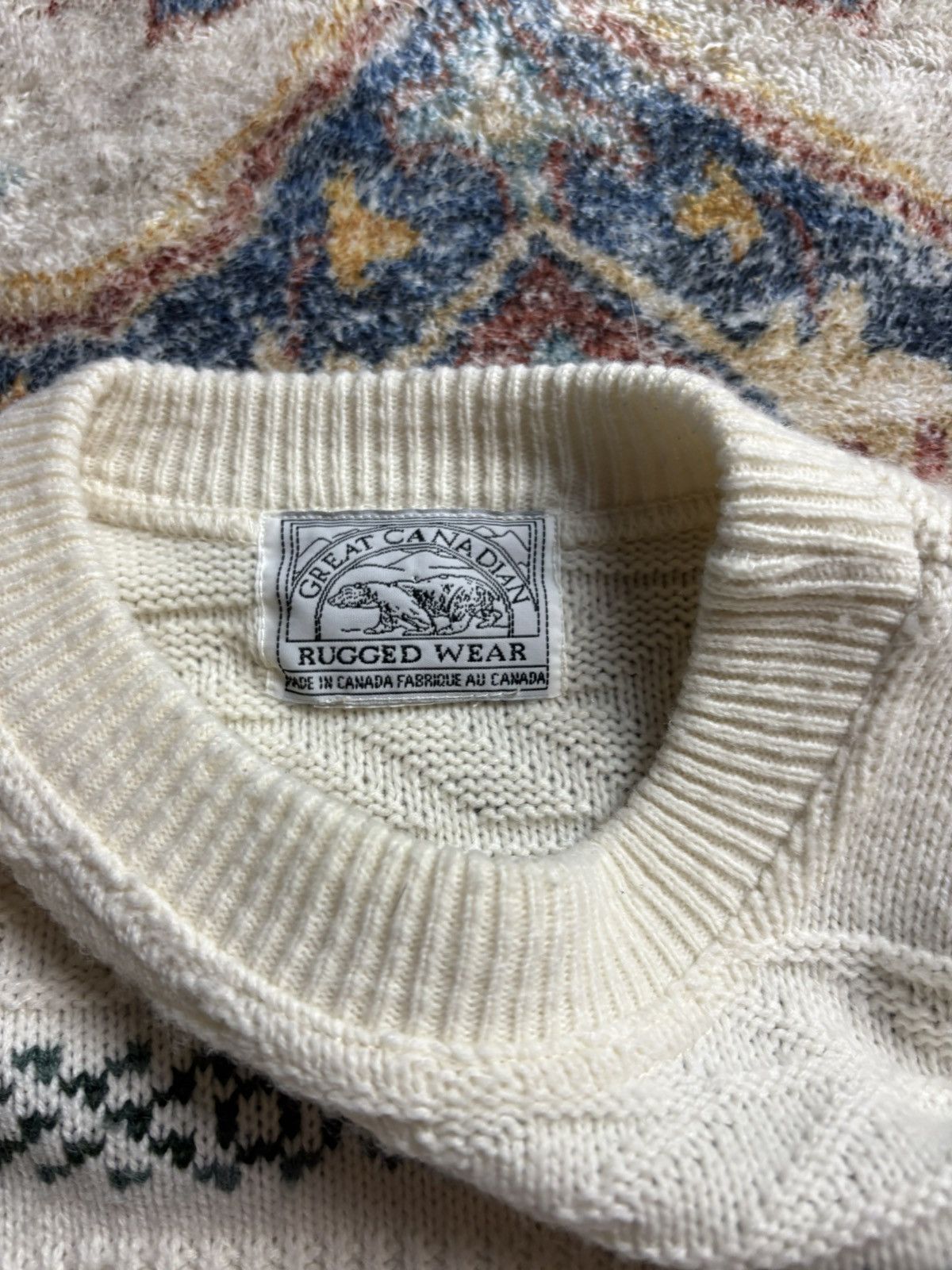 Vintage Vintage Great Canadian Rugged Wear Striped Abstract Sweater Size US XL / EU 56 / 4 - 3 Thumbnail