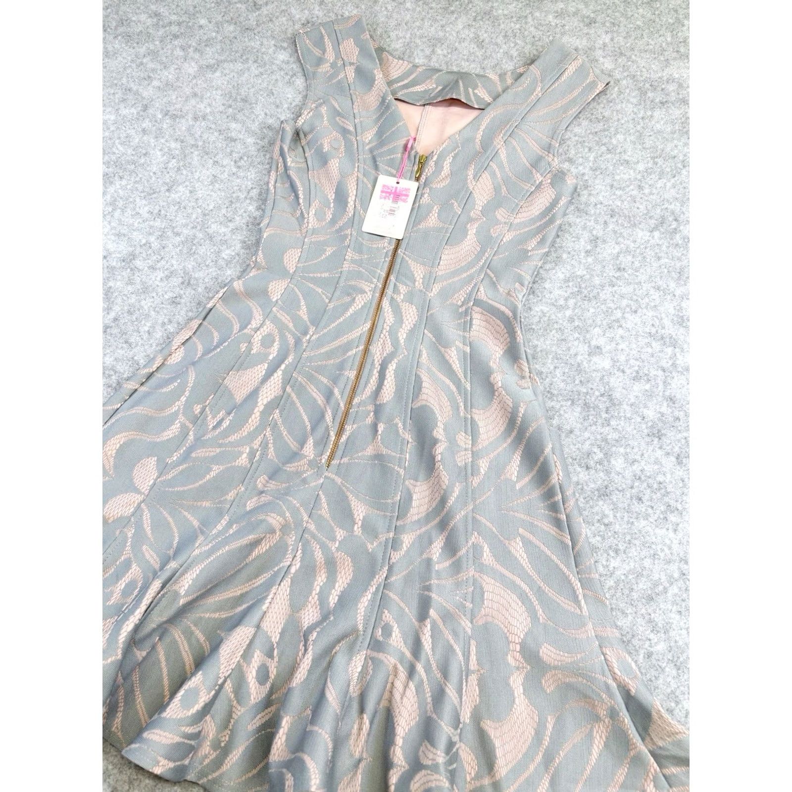 Pinko Almari Bonded Lace Panel Dress UK10 Grey Pink Women’s New With Tags BNWT Party Skater Dress Ladies Short Sleeveless? Size L / US 10 / IT 46 - 3 Thumbnail