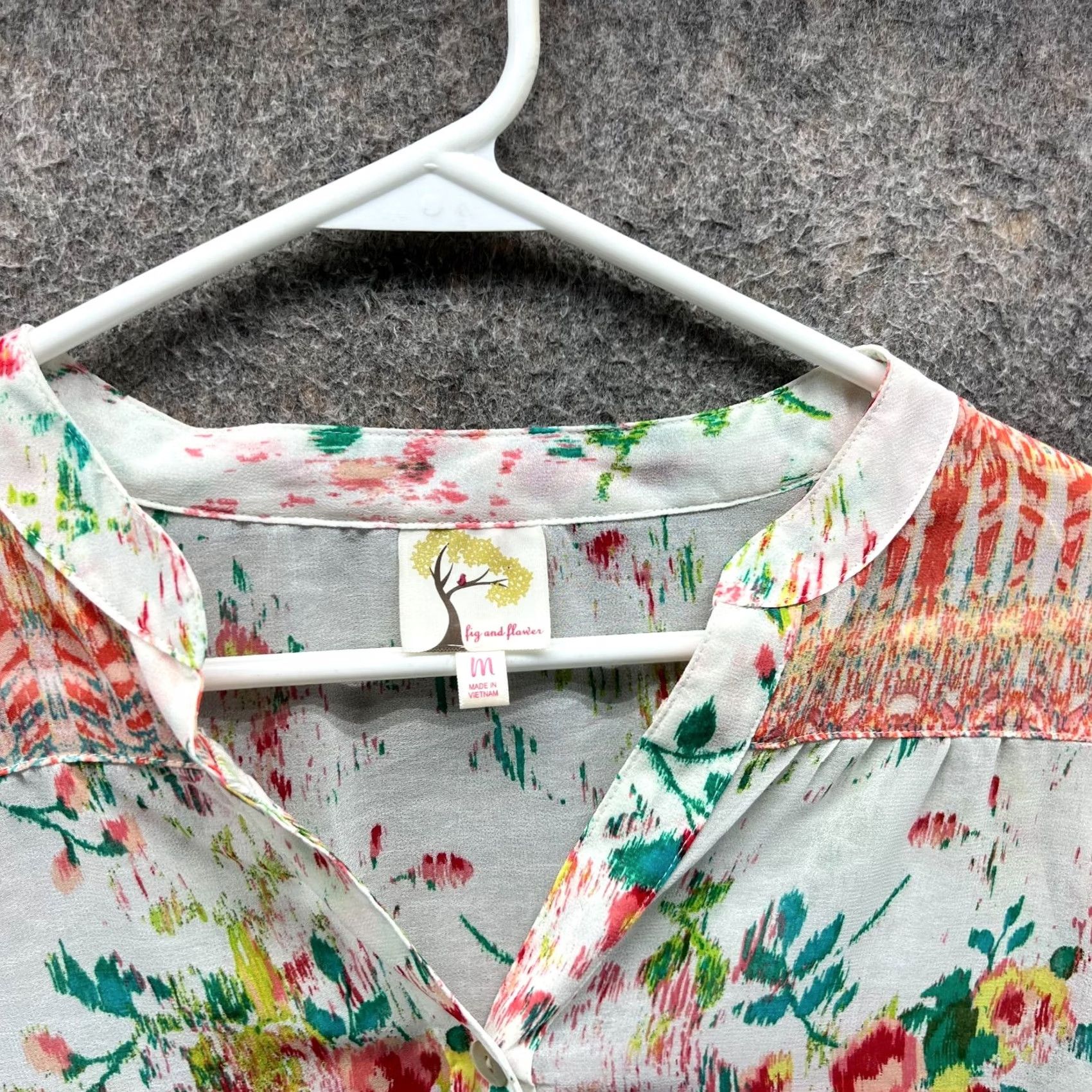 Sunflower FLOWER Blouse Shirt Women M Multicolor Floral 3/4 Sleeve Sheer Button Front Casual Summer Spring Fall Size M / US 6-8 / IT 42-44 - 7 Thumbnail