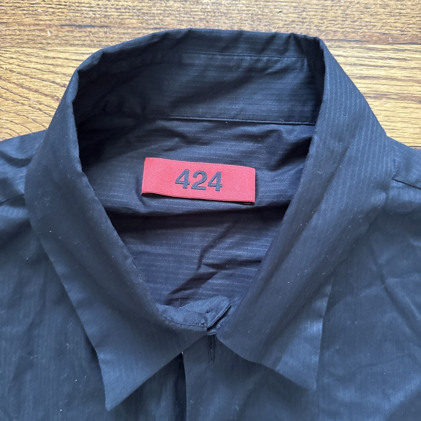 424 424 ON FAIRFAX Men’s Casual Black Long Sleeve Buttoned Shirt Size US XL / EU 56 / 4 - 7 Thumbnail