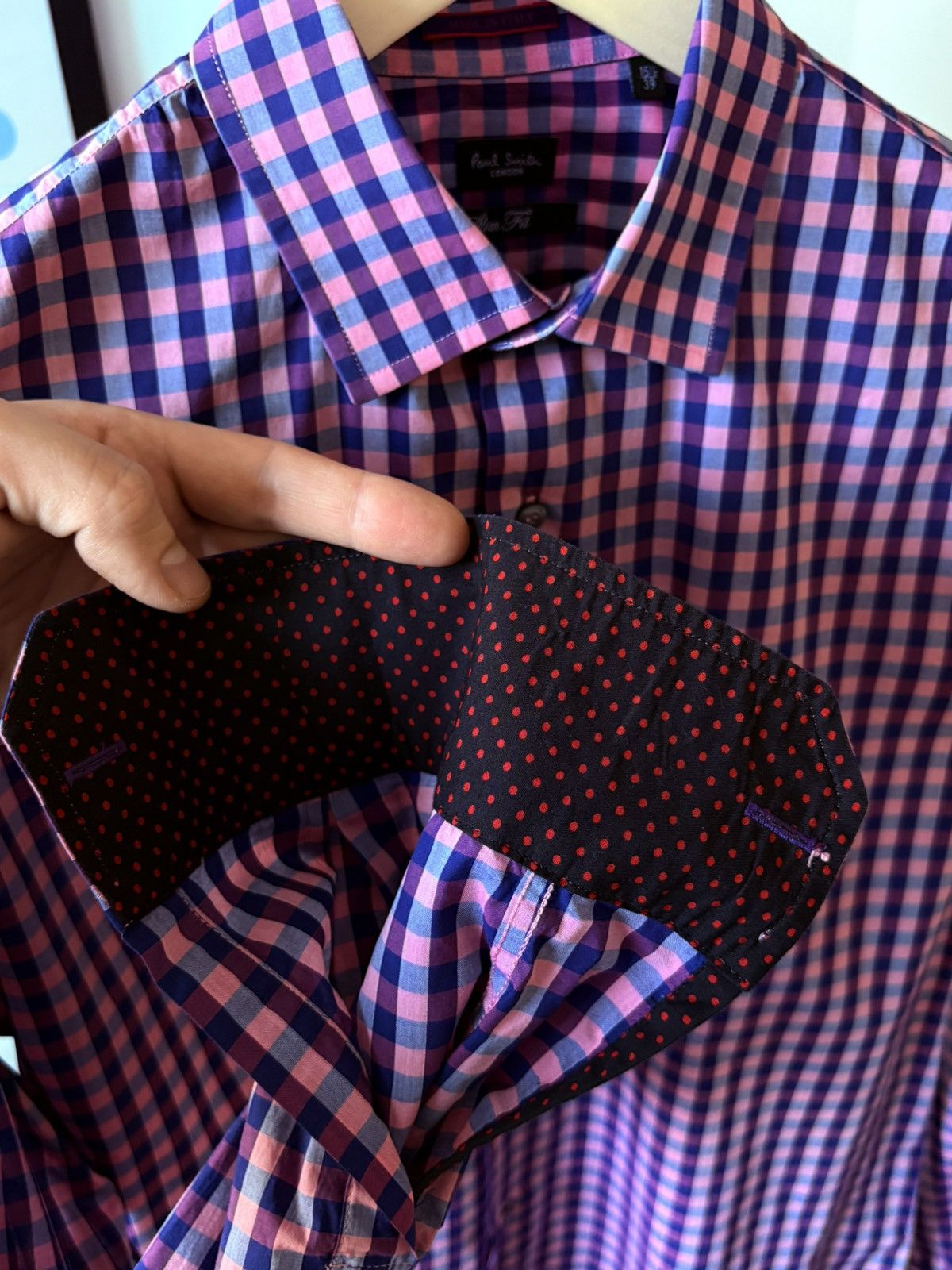 Paul Smith Paul Smith Dress Shirt Gingham Pink/Purple/Blue Slim Fit Size US M / EU 48-50 / 2 - 7 Thumbnail