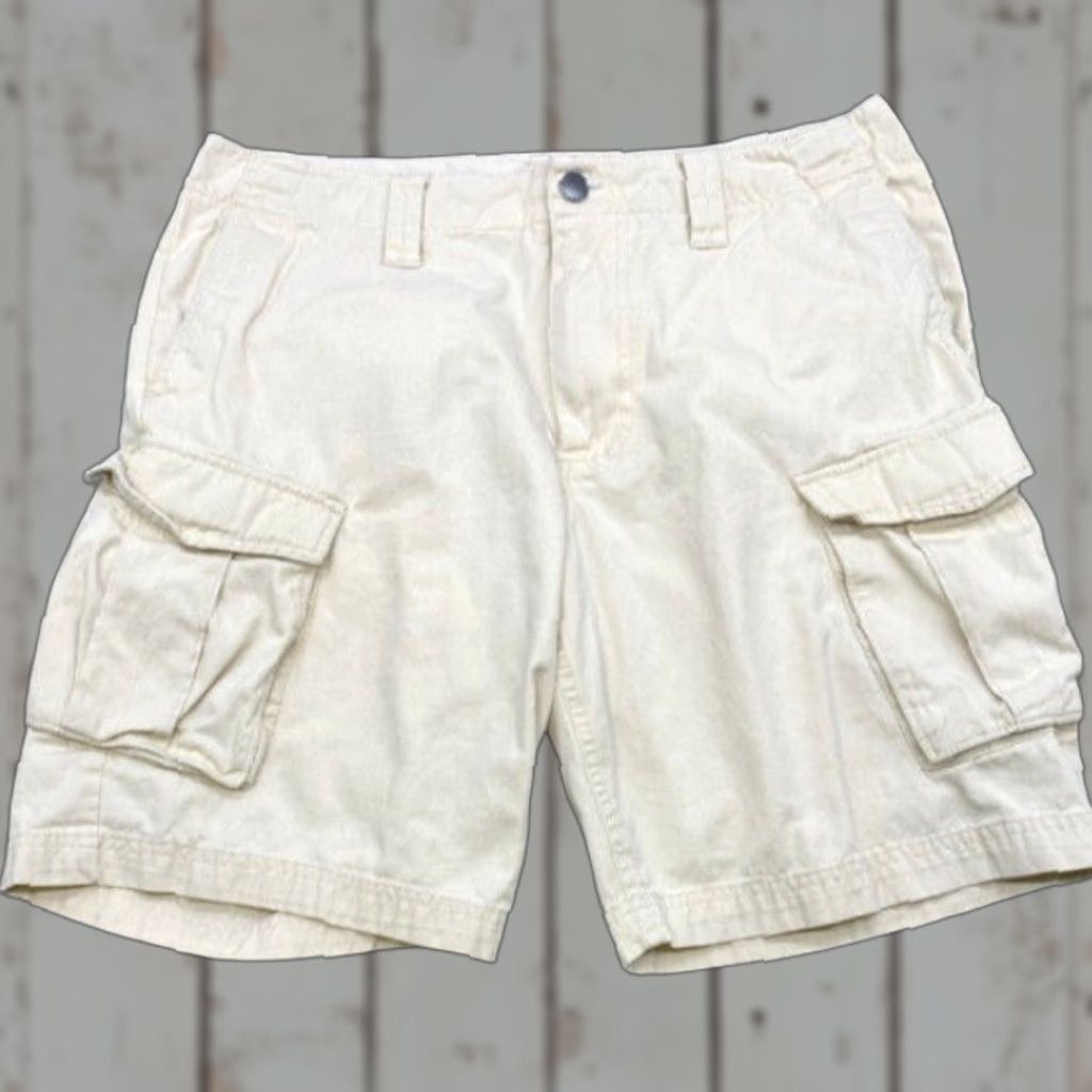 Vintage John Bartlett Cargo Shorts Men's 34x9 Cream 100% Cotton Button Pockets 4942 Size US 34 / EU 50 - 1 Thumbnail