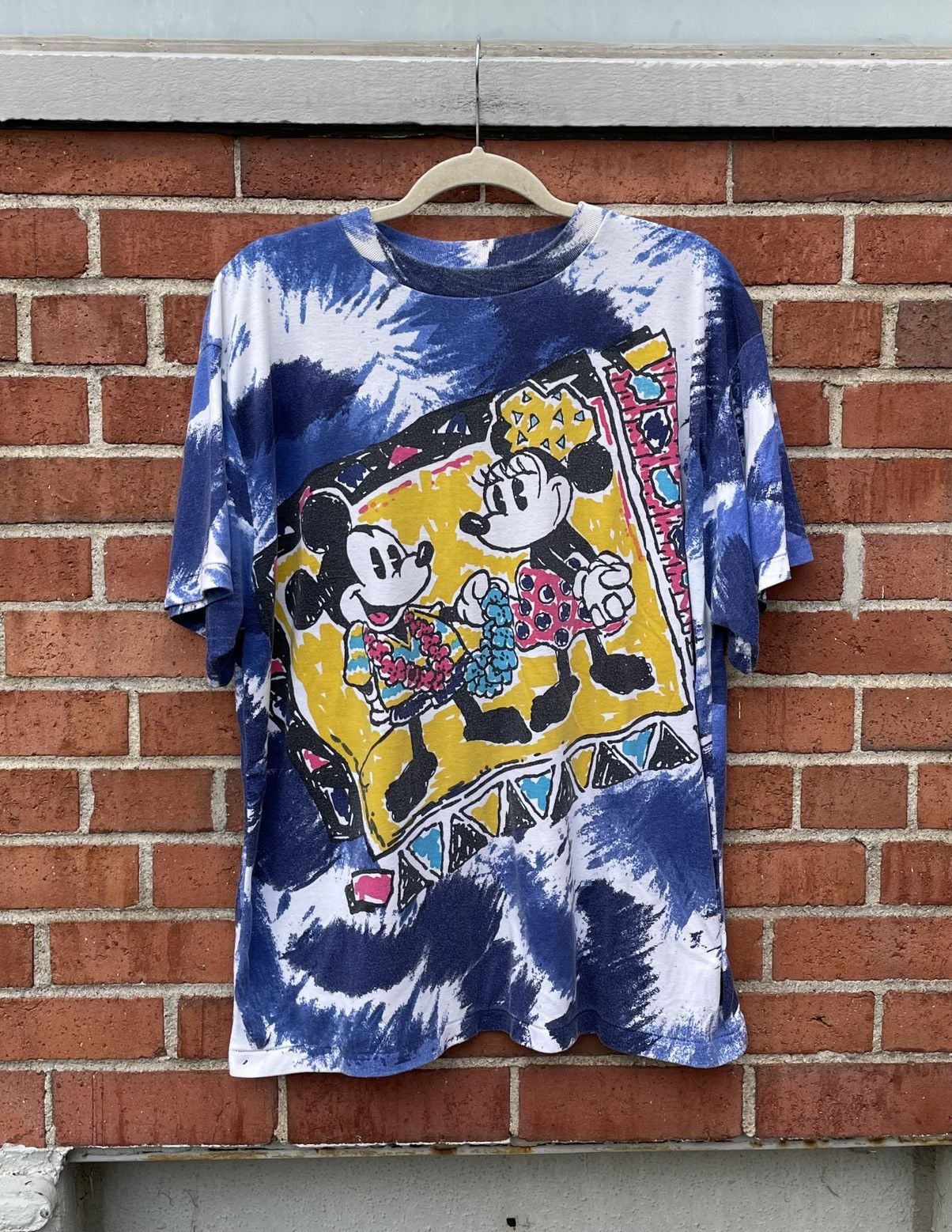 Vintage 80s sunday comics mickey & minnie tie dye S/S T Shirt Size US L / EU 52-54 / 3 - 1 Thumbnail